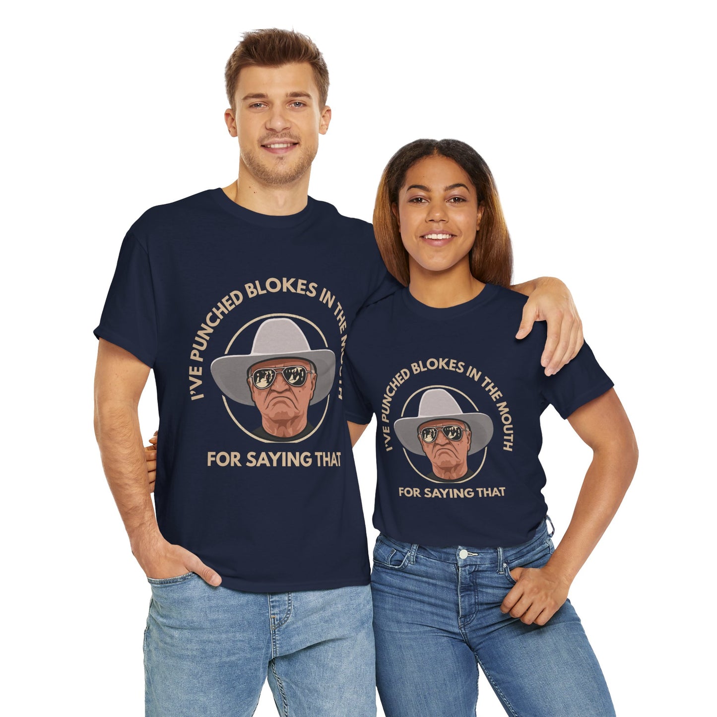 Unisex graphic shirt with Bob Katter and humorous take on heritage questions