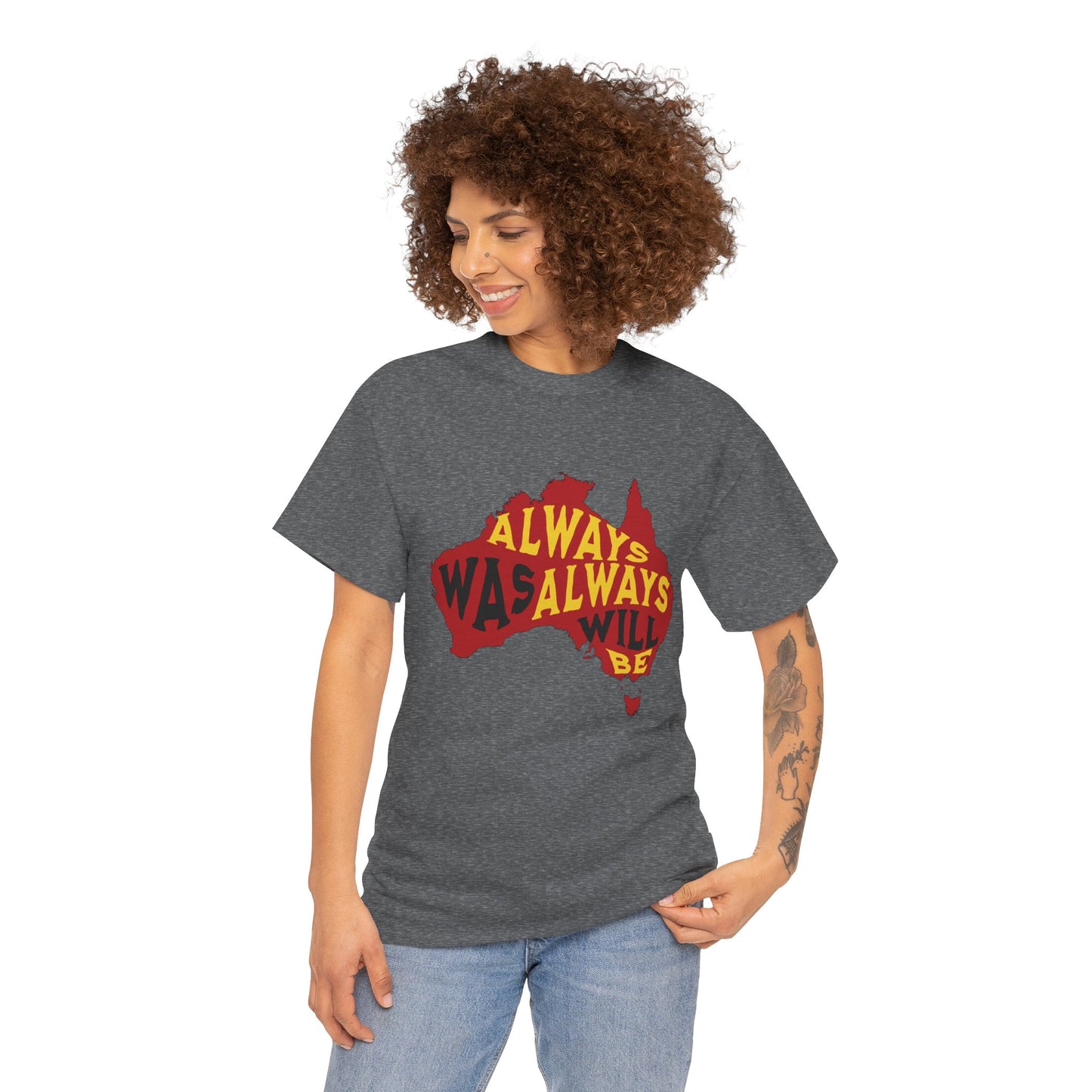 Unisex Indigenous pride tee featuring Australia map and statement slogan