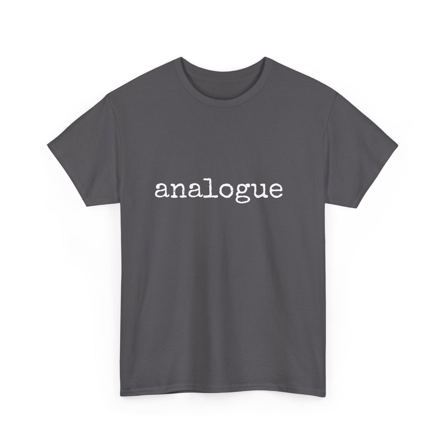 Classic tee with old-school "Analogue" design for purists