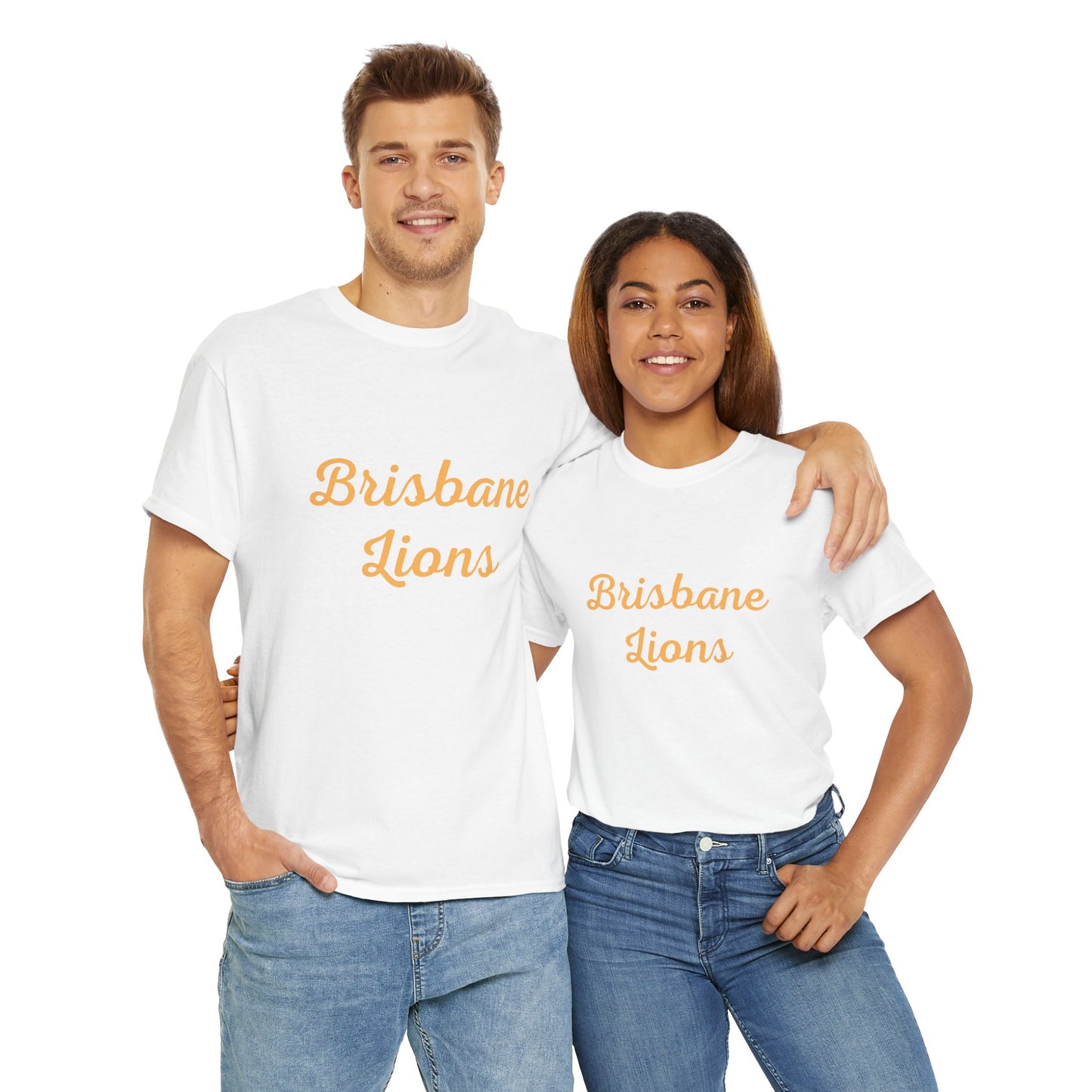 Bold white and gold Brisbane Lions football t-shirt