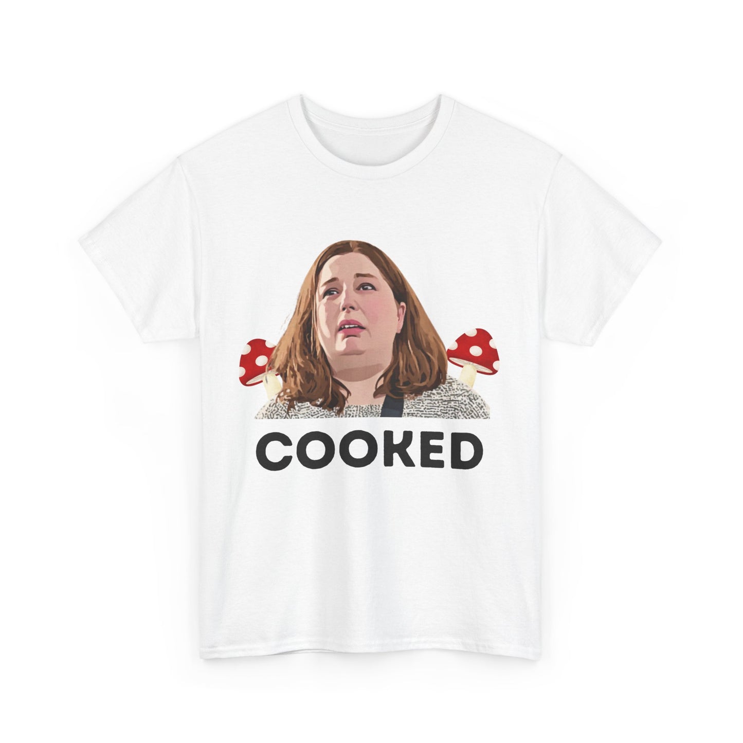 Mushroom chef parody tee with dark humour twist