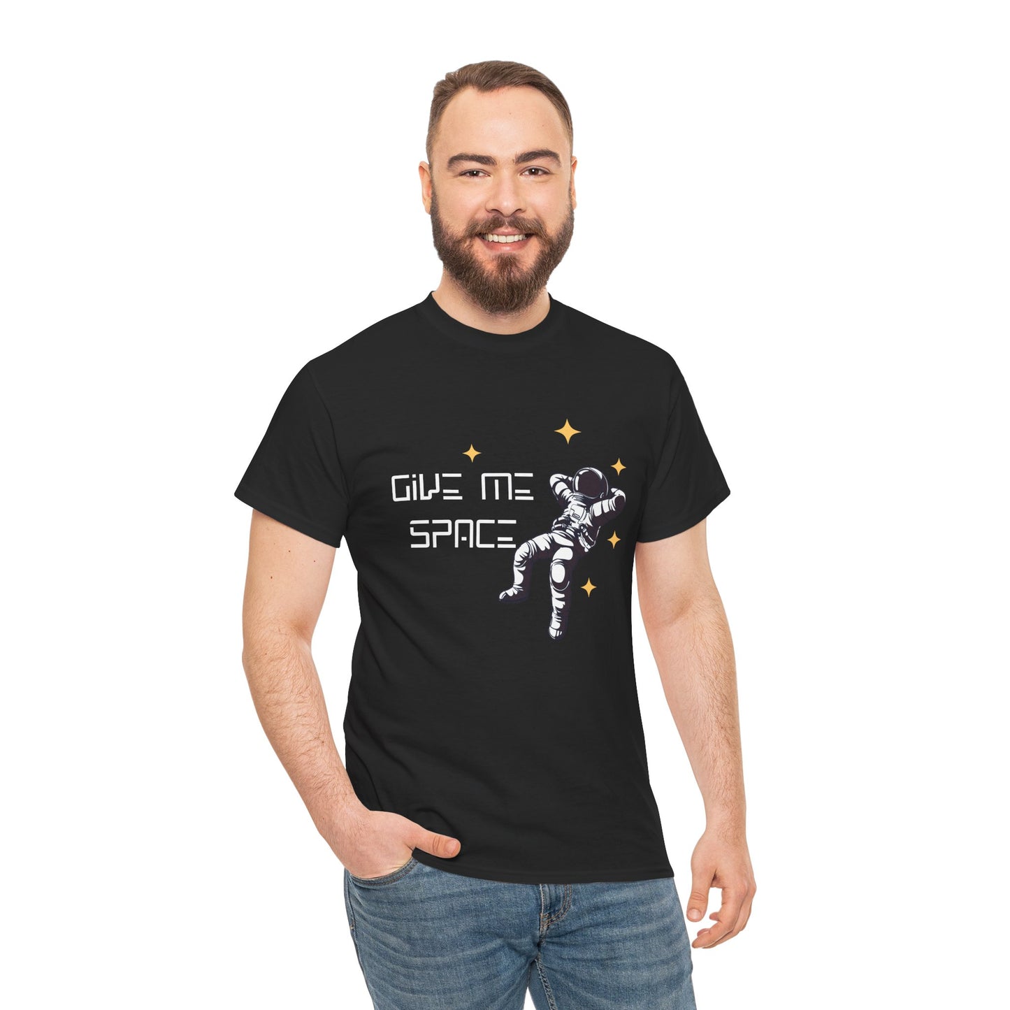 Galaxy-themed graphic tee with space humor design