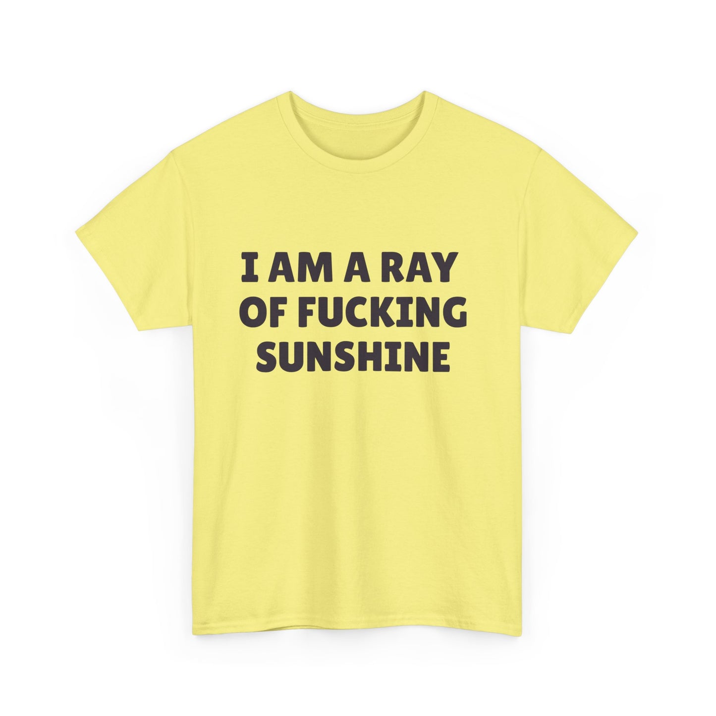 Funny sarcastic graphic tee in bright yellow cotton