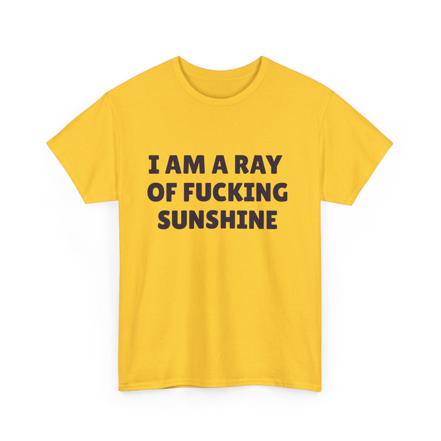 Bright yellow ray of sunshine slogan tee for casual outings