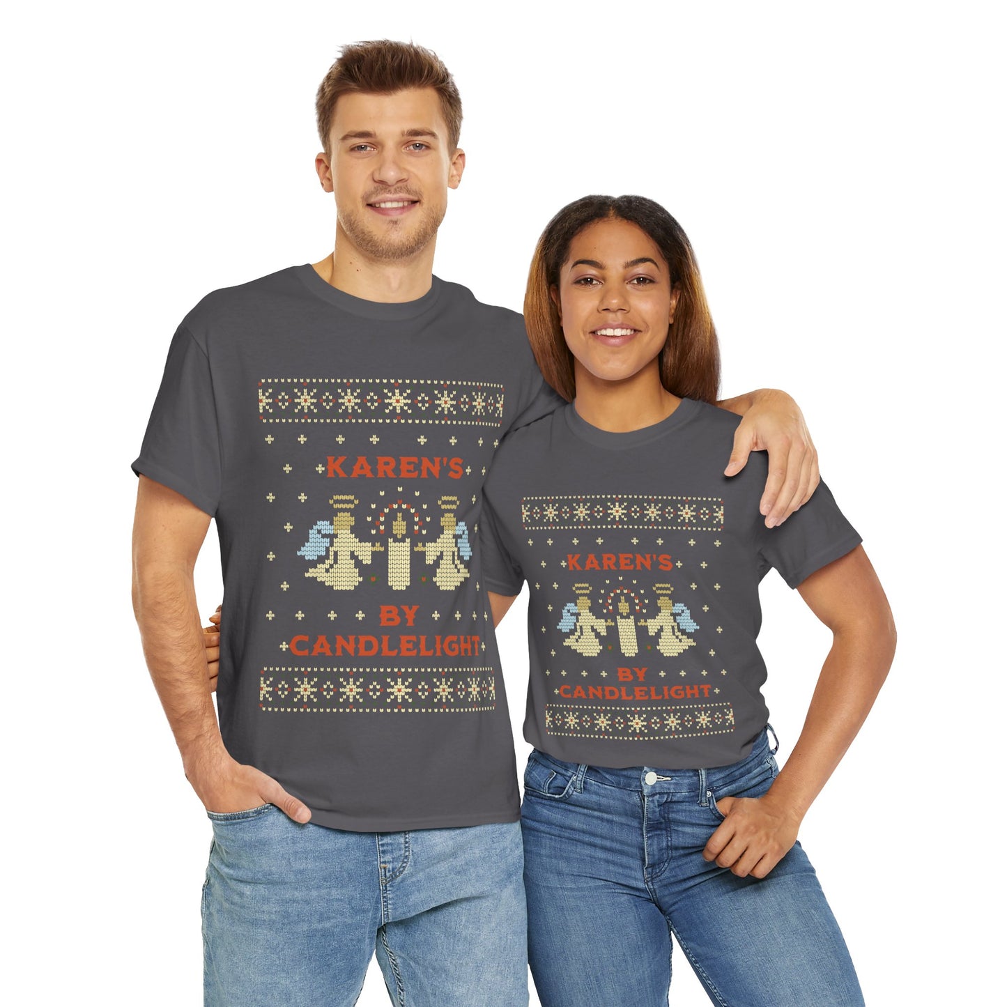ChatGPT said: Cheeky Karen’s by Candlelight Christmas T-shirt for festive season laughs and celebrations