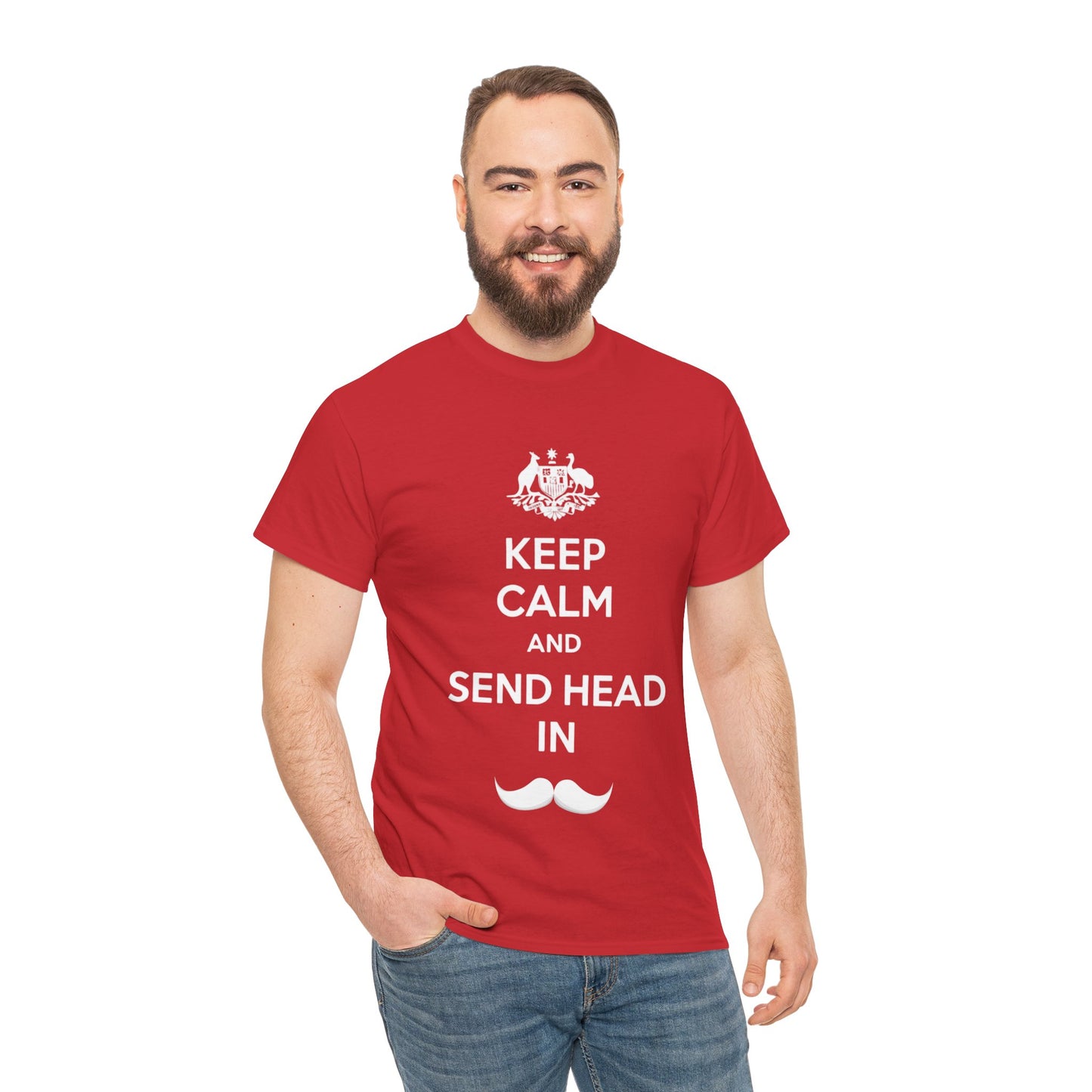 Humorous Ashes tee saying Keep Calm and Send Head In