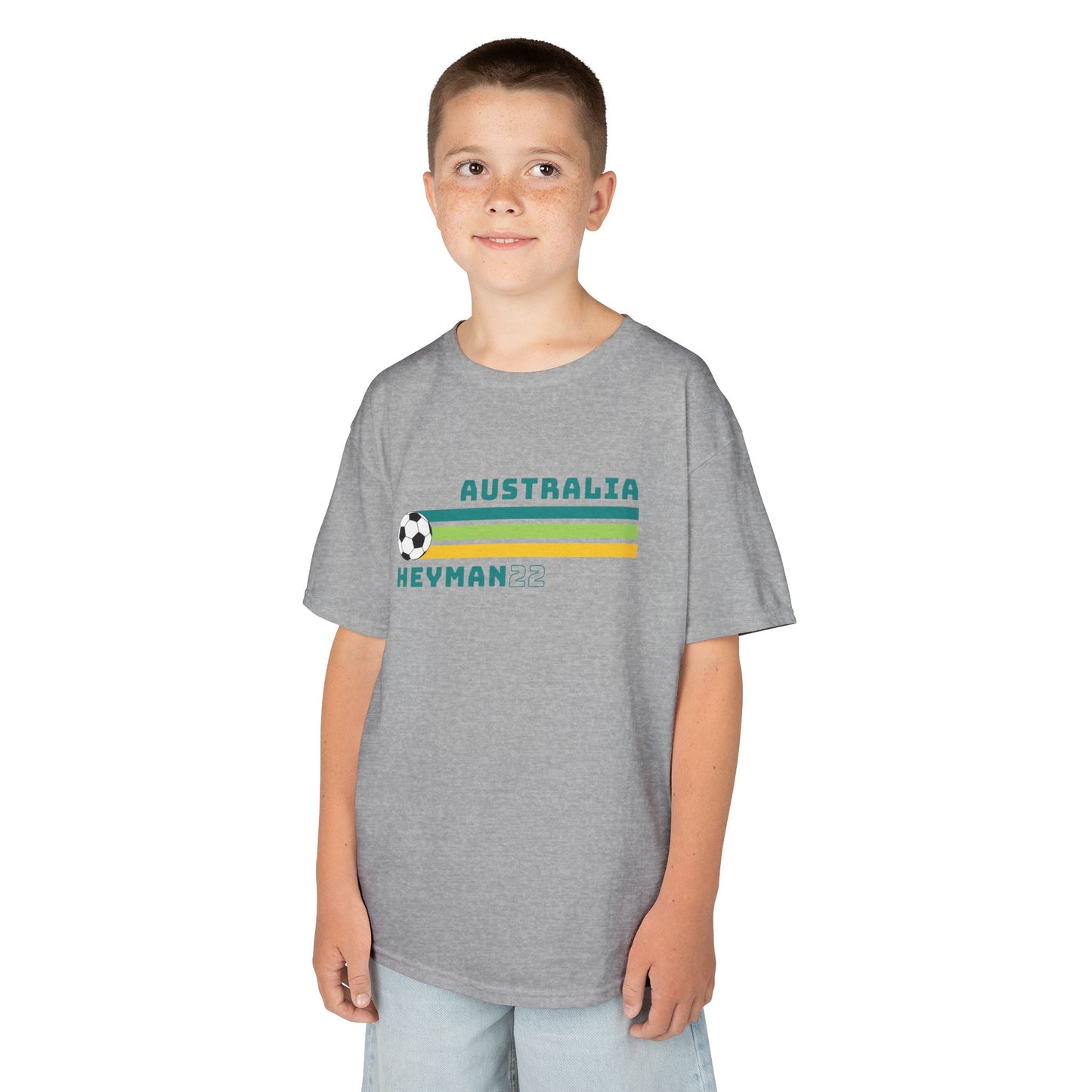 Classic retro Australia themed Michelle Heyman kids supporter tee