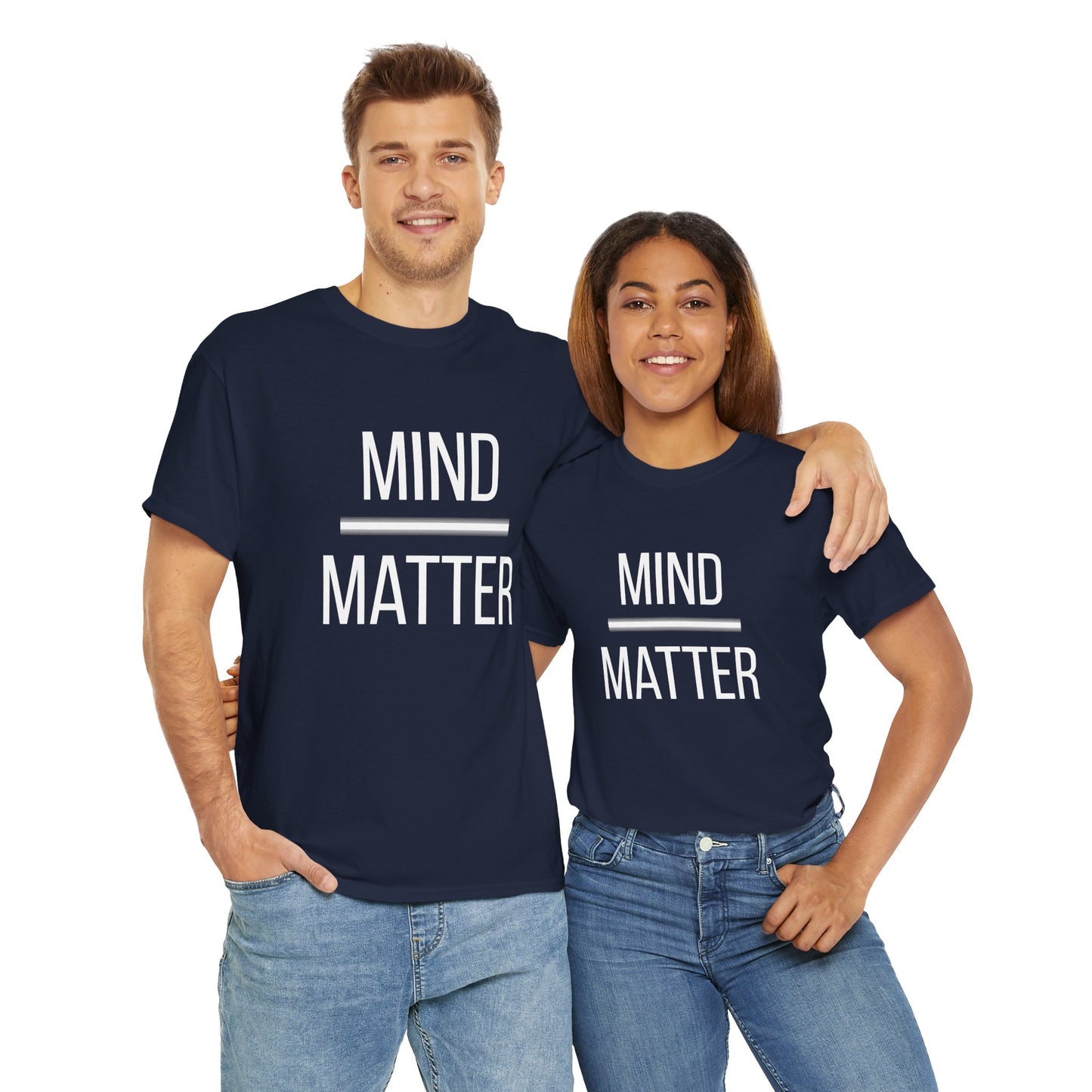 Motivational Mind Over Matter slogan T-shirt with modern graphic design