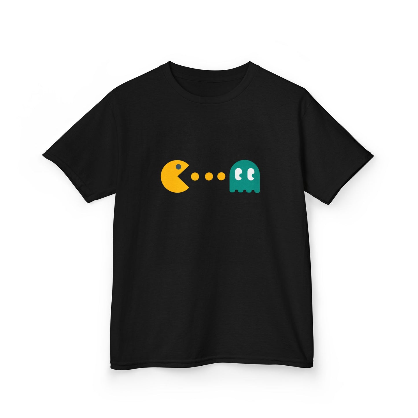 Colourful children’s t-shirt with Pac-Man and ghost characters