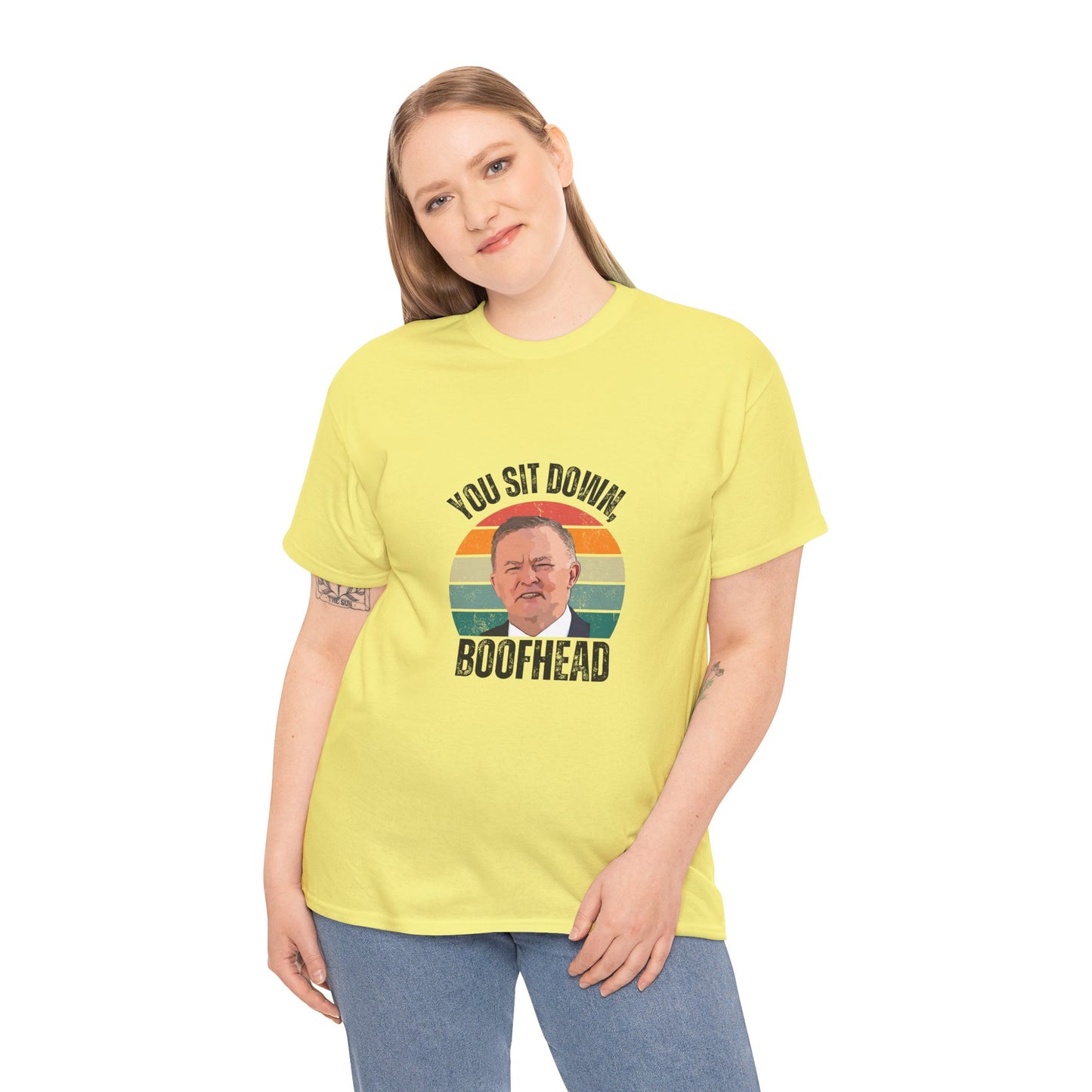 Premium Cotton T-Shirt – Sit Down, Boofhead! Funny Aussie Quote