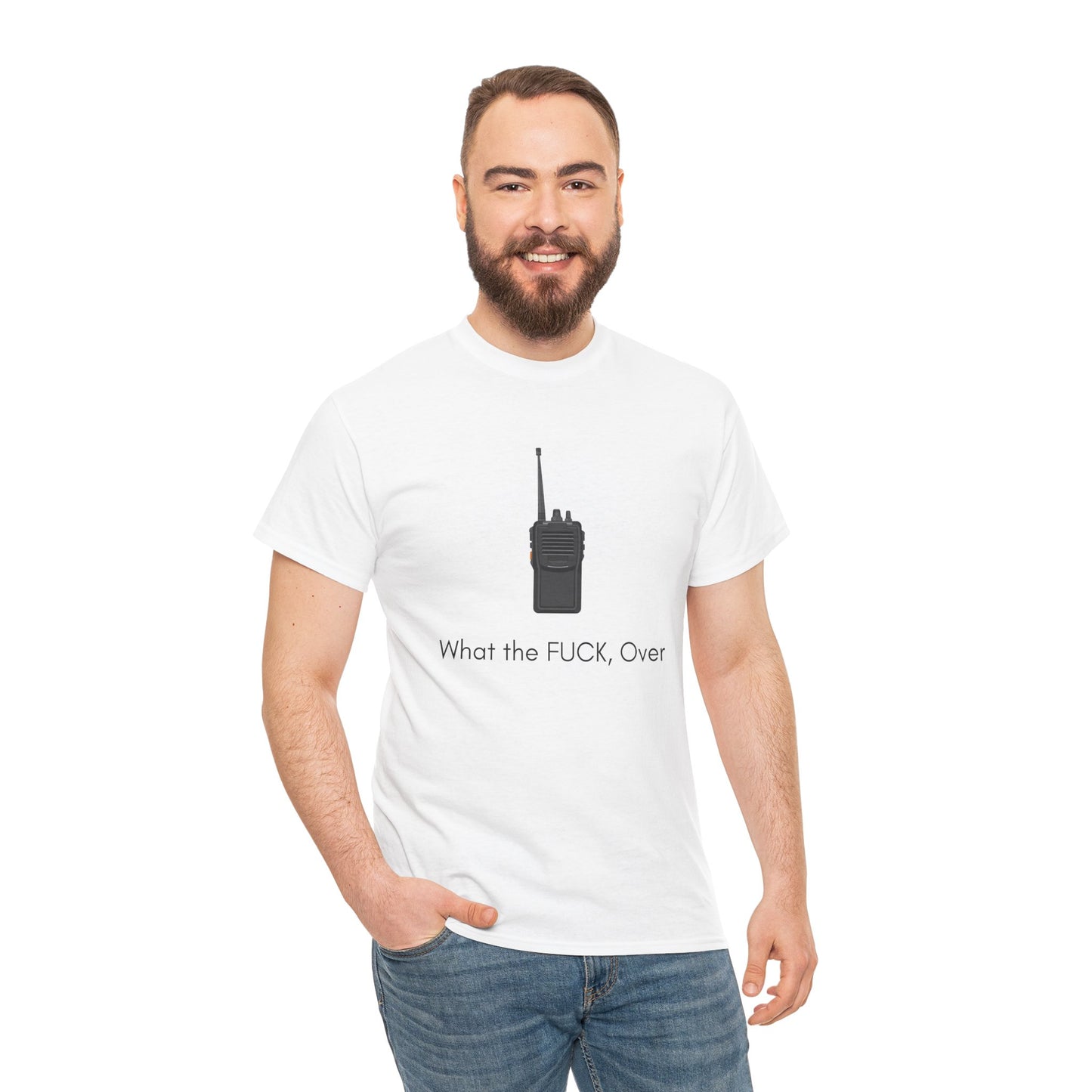 Walkie talkie novelty shirt with funny military-inspired phrase