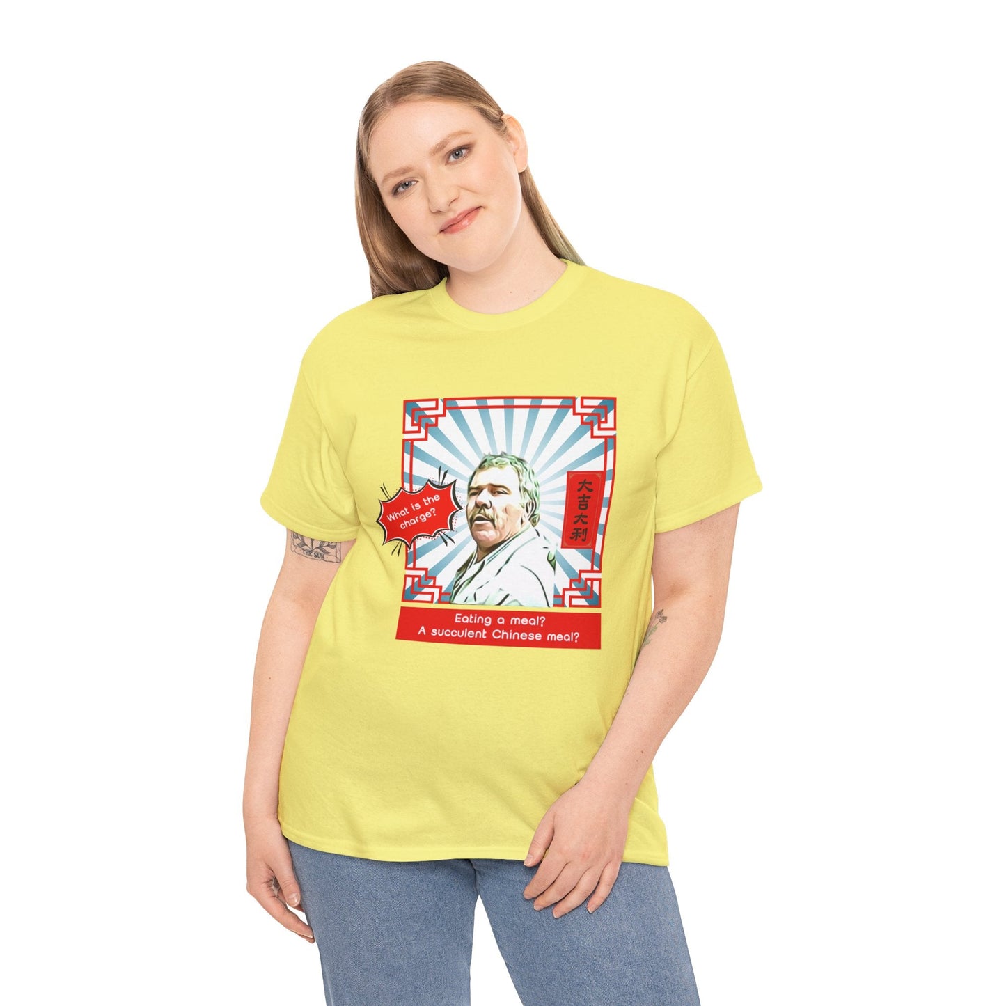 Must-have for meme fans—'A Succulent Chinese Meal' t-shirt with iconic Aussie viral moment