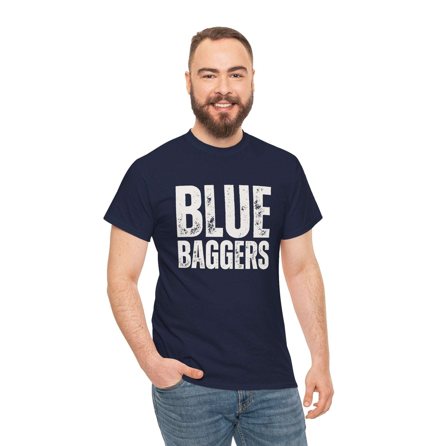 Blue Baggers slogan t-shirt perfect for AFL season and cheering at the G