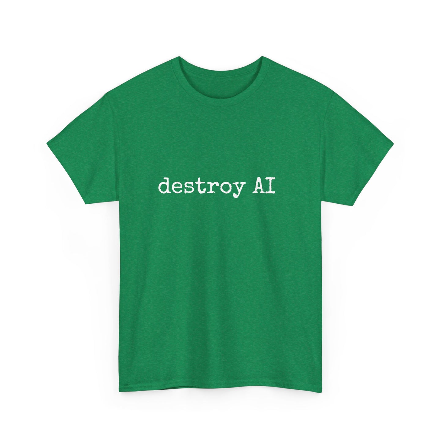 Retro typewriter font "Destroy AI" shirt – perfect gift for artists and creatives