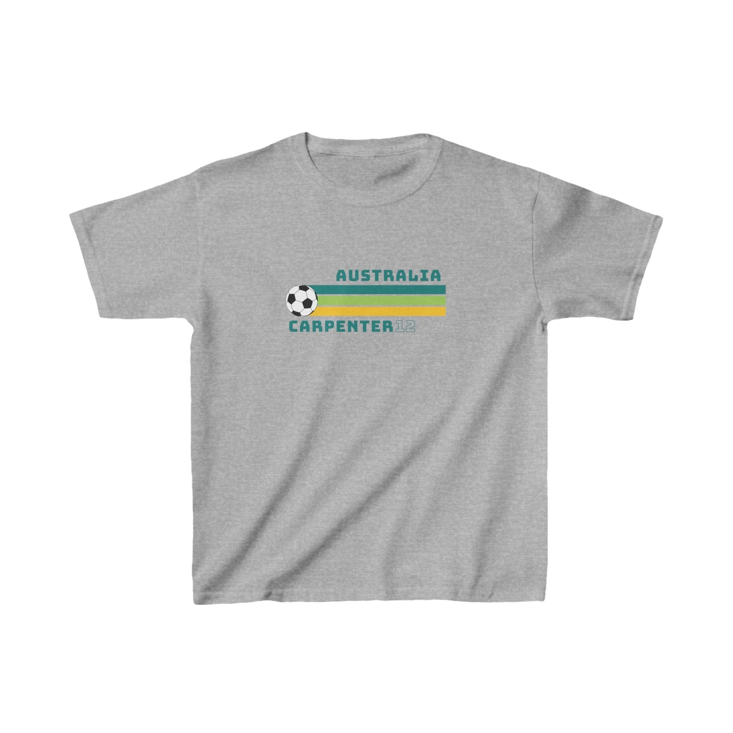 Children's Matildas retro shirt with Ellie Carpenter player print and number