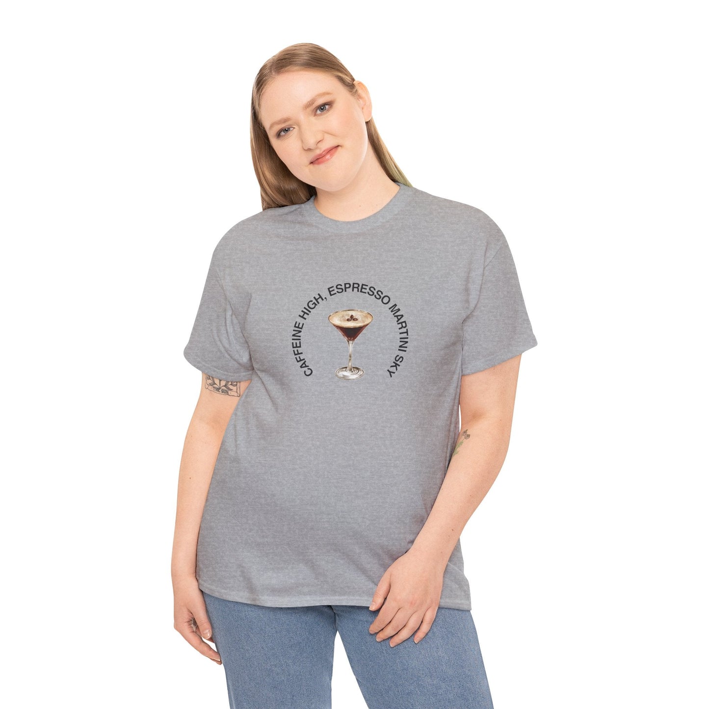 Caffeine High, Espresso Martini Sky' t-shirt, perfect for those who enjoy coffee, cocktails, and a little buzz