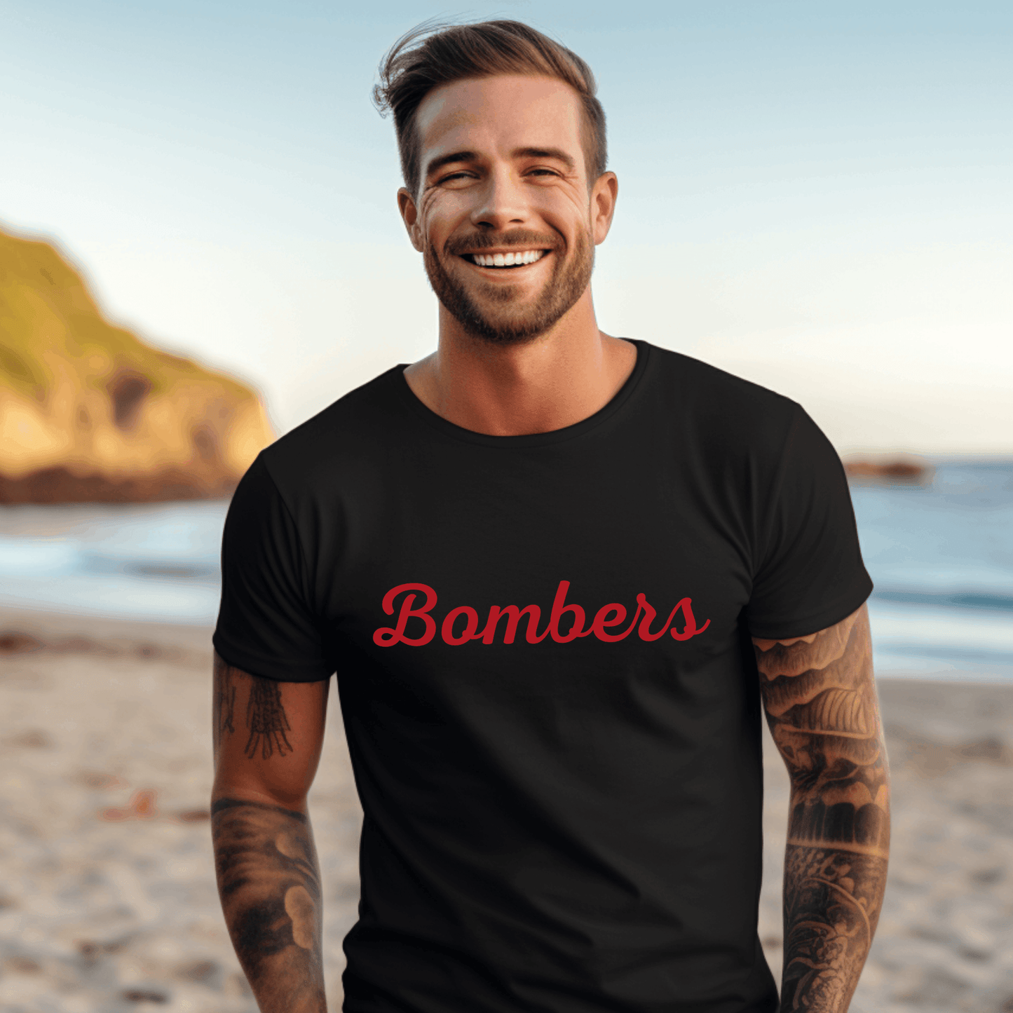 Essendon Bombers supporter t-shirt with bold Bombers text