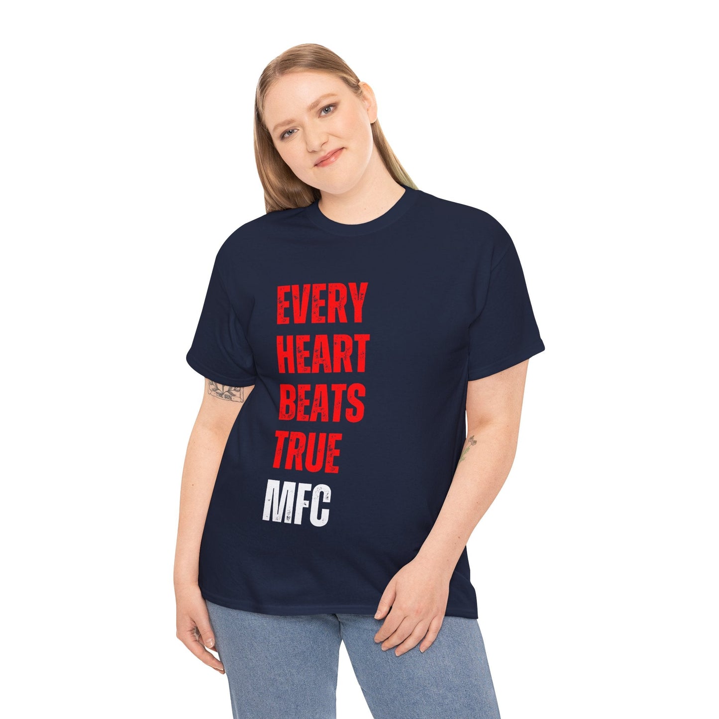Bold Melbourne Demons t-shirt with heartfelt Every Heart Beats True message