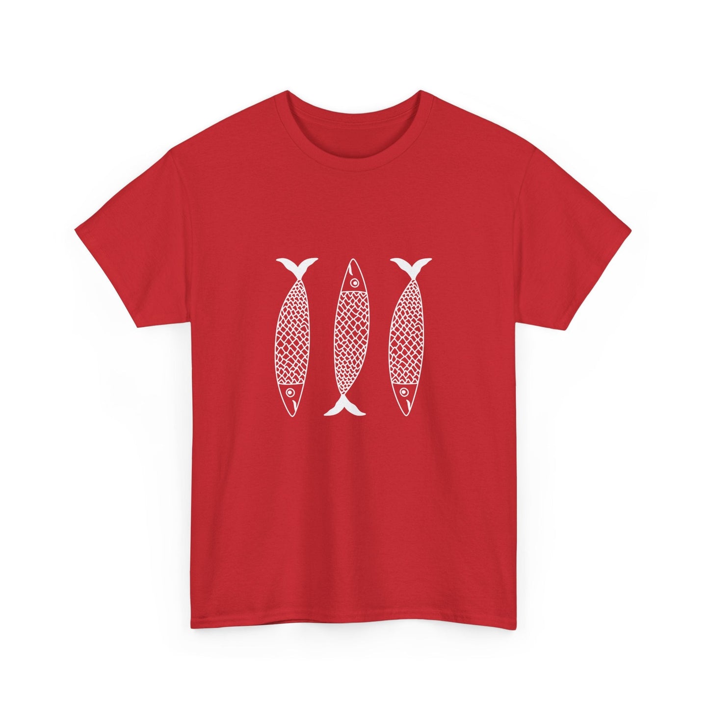 Nautical fisherman t-shirt with sardine design, inspired by traditional fishing culture and seafood lovers