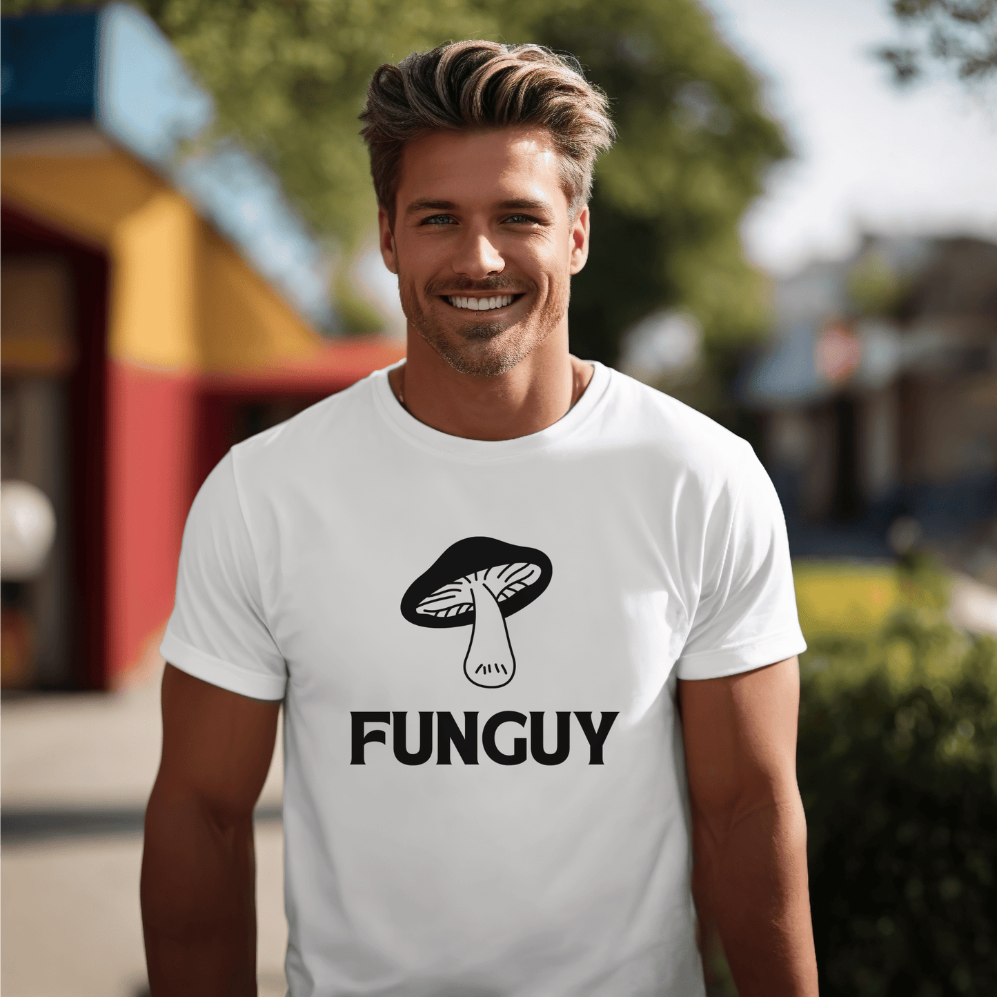 Funguy mushroom t-shirt – hilarious dad joke shirt for pun lovers