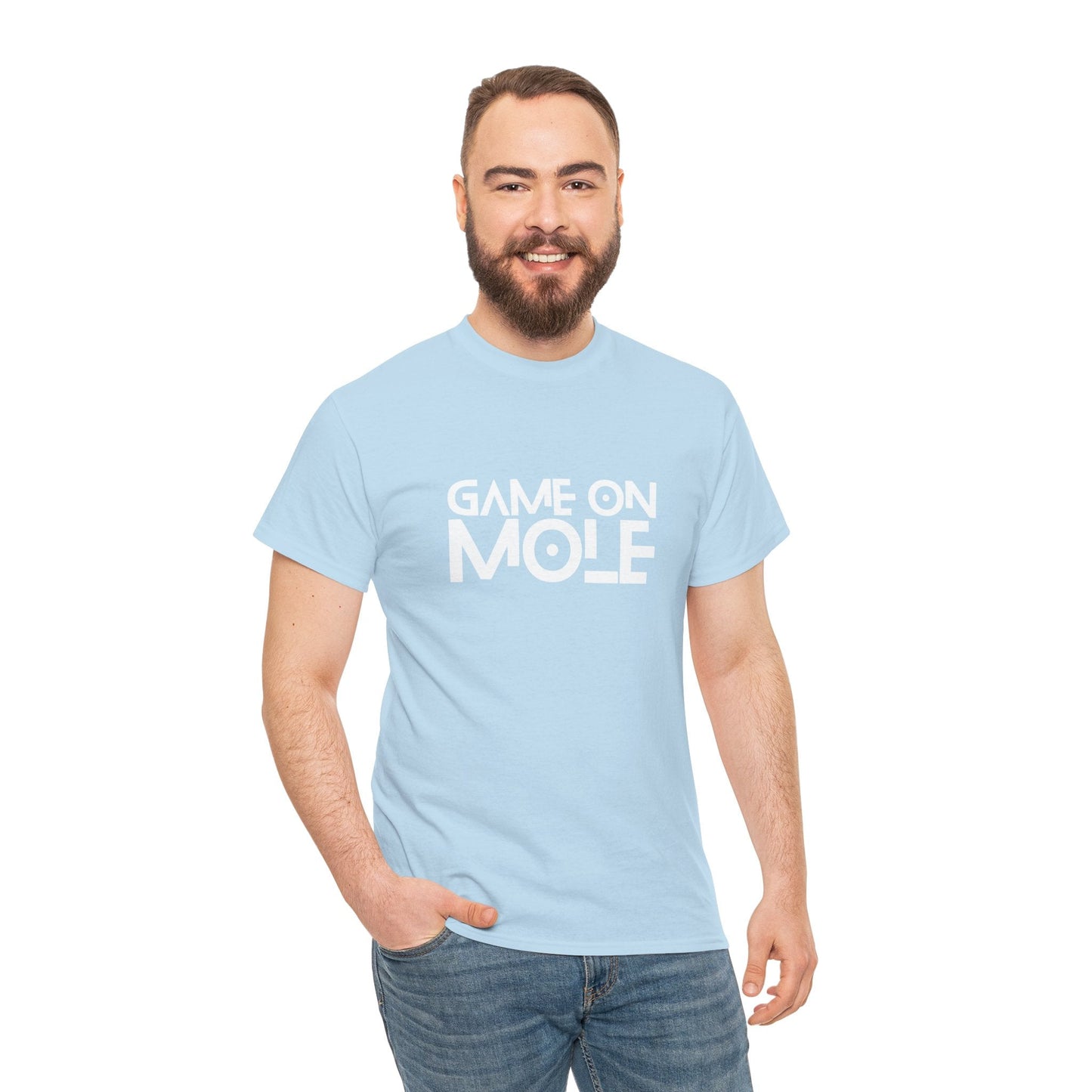 Bold text tee with popular Aussie phrase "Game on Mole"