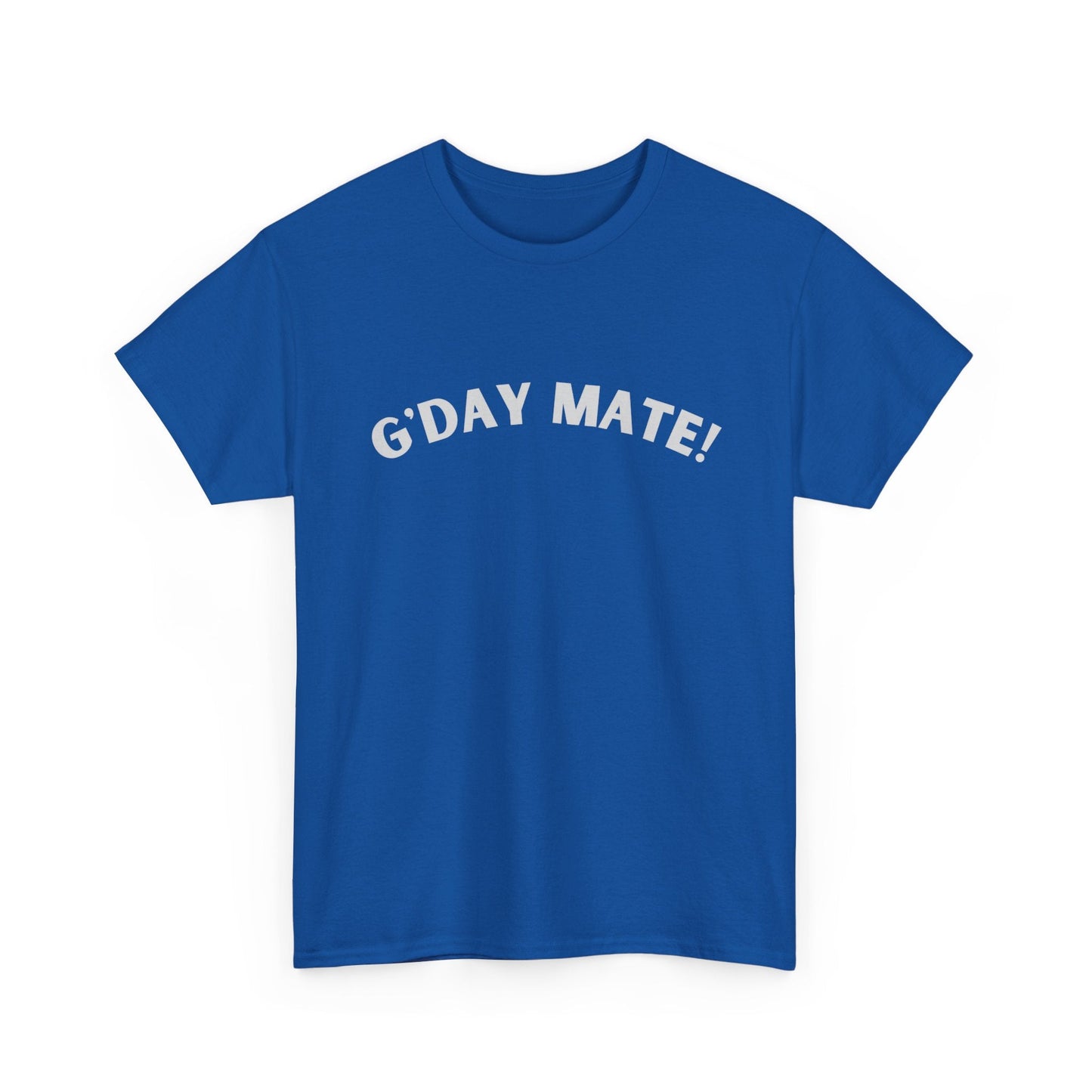Graphic t-shirt showcasing classic Aussie welcome "G'Day Mate"