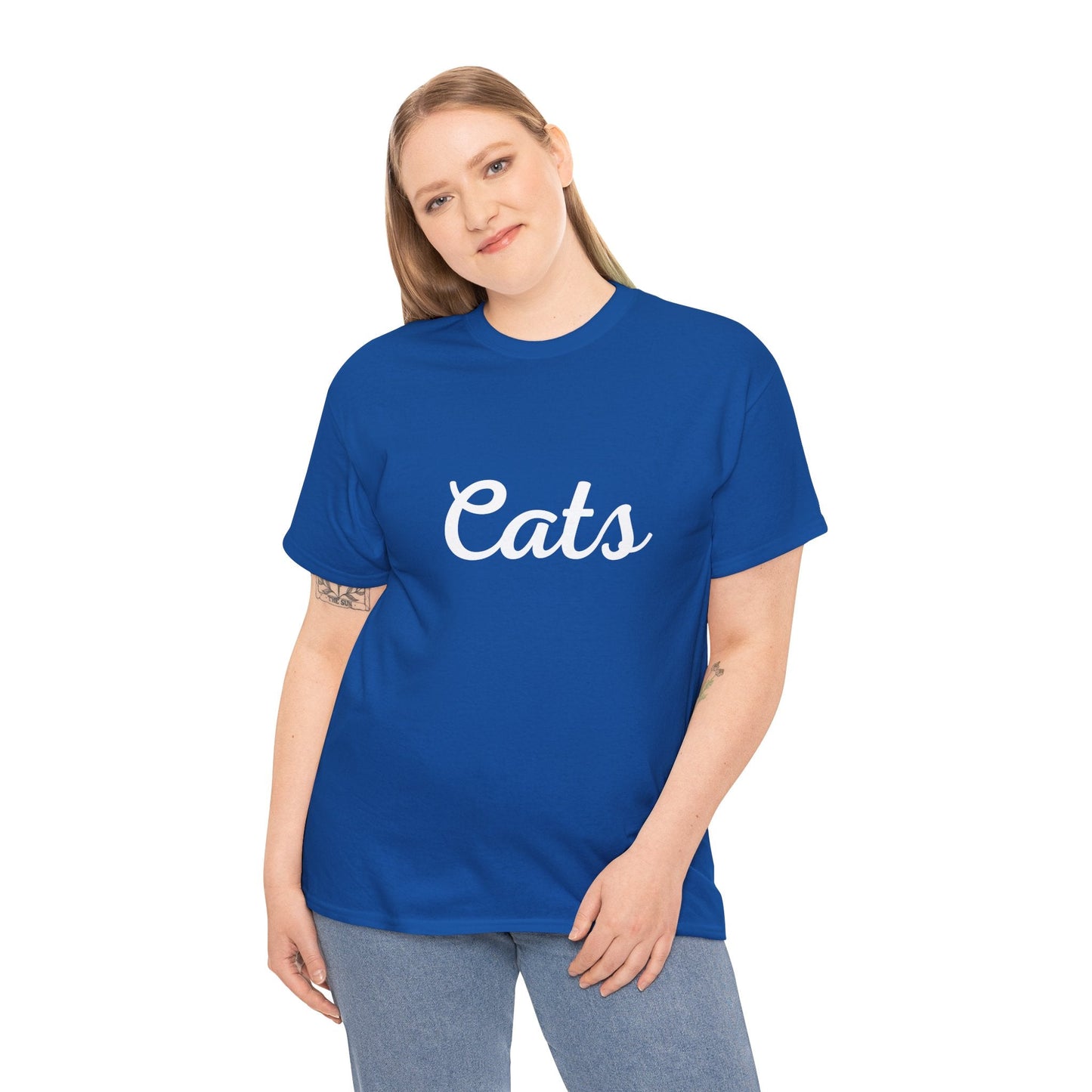 Geelong Cats football t-shirt – minimalist cursive ‘Cats’ design, a must-have for AFL fans and sports lovers!