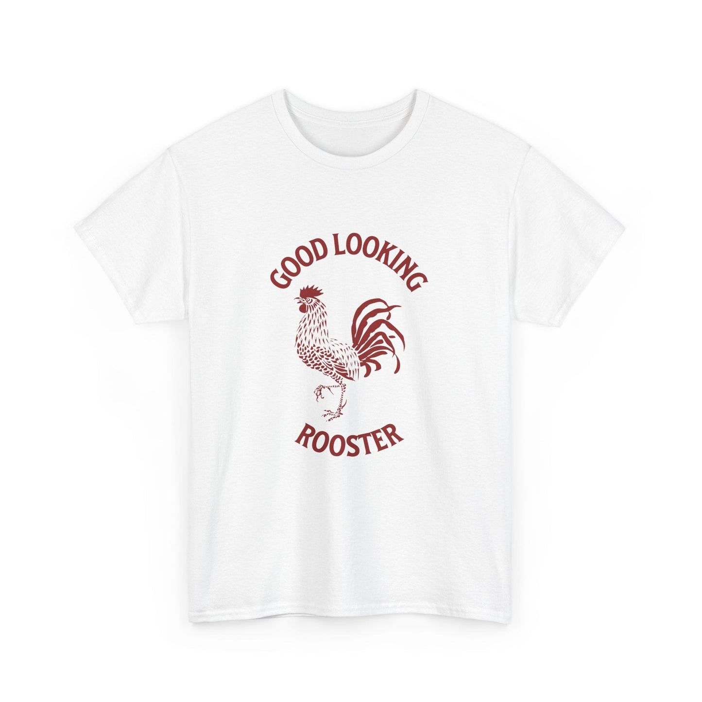 Funny Australian phrase tee featuring "Good Looking Rooster"