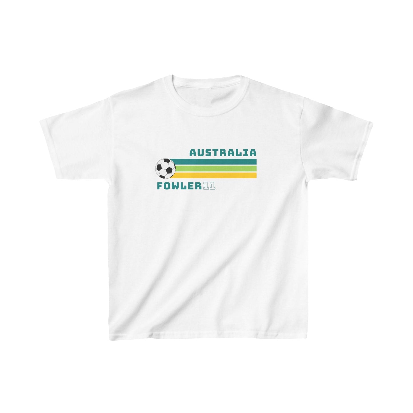 Hayley Raso supporter tee for young fans in vintage Matildas style
