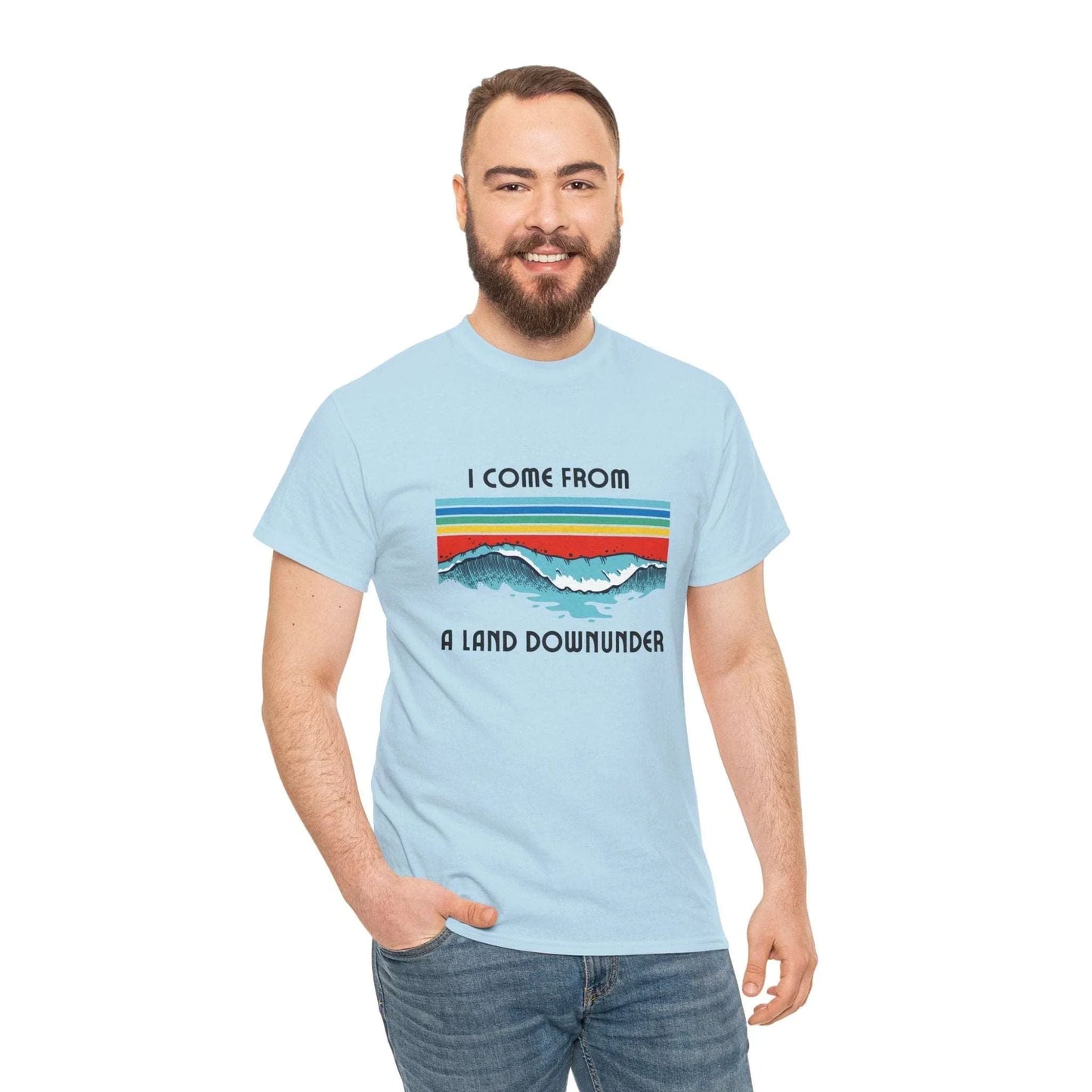 Retro beachy ‘I Come From a Land Down Under’ t-shirt for Aussie surf lovers