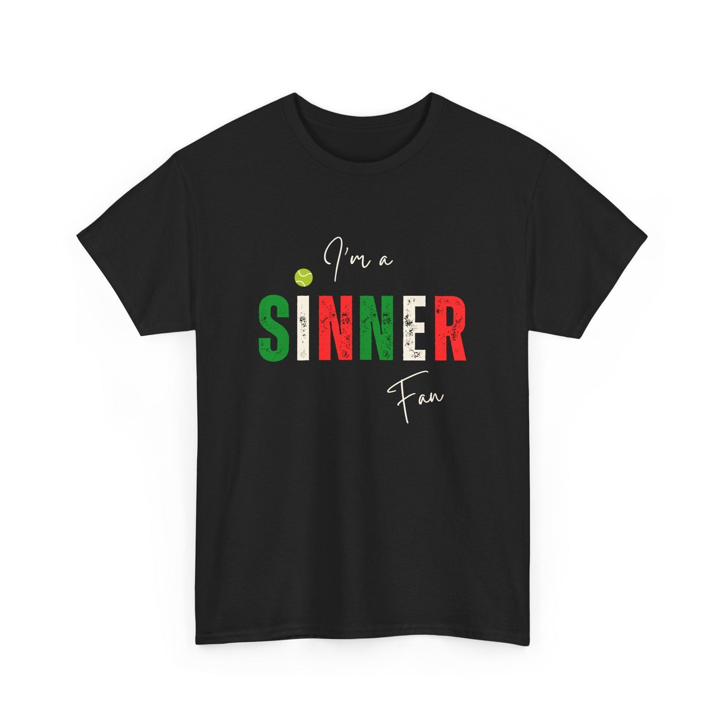 Jannik Sinner fan tee with bold "I'm a Sinner fan" slogan