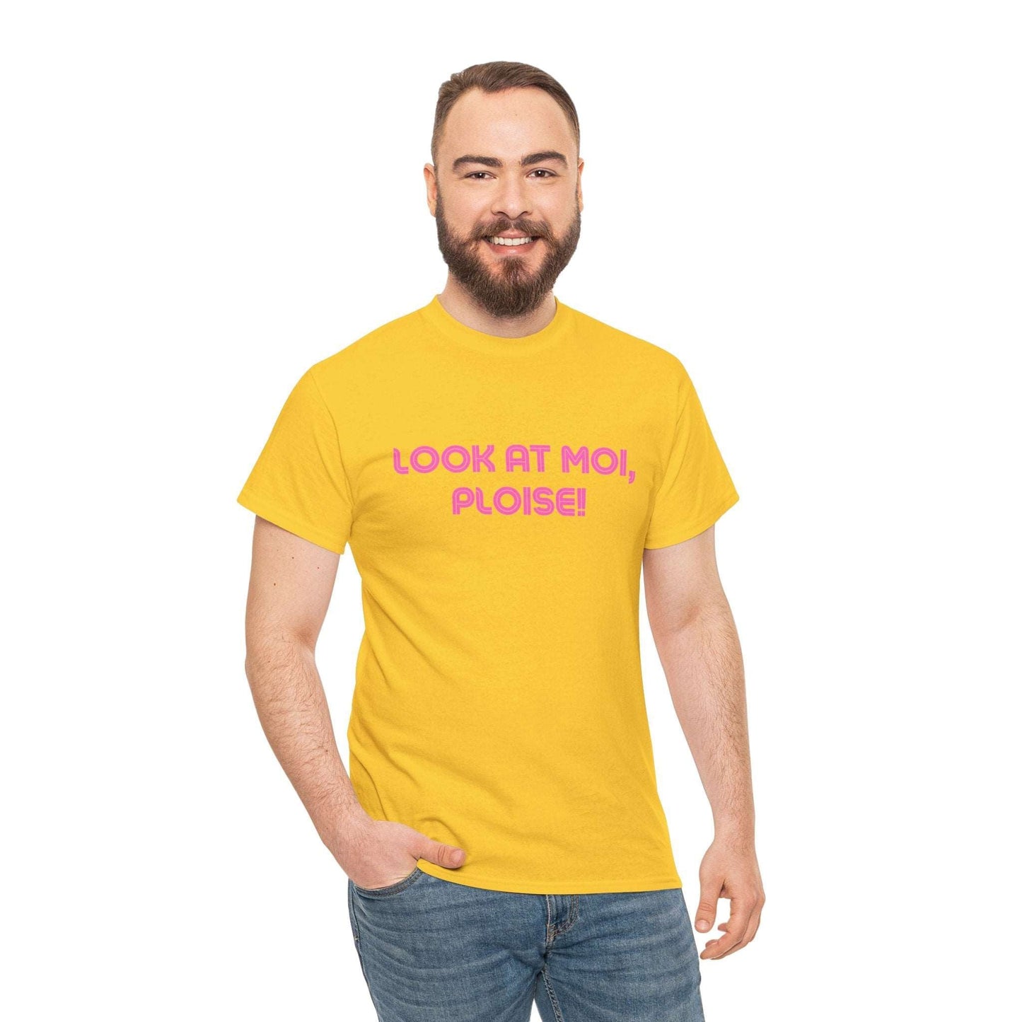 Bold and cheeky Kath and Kim inspired tee with Look at moi, ploise slogan, great gift idea