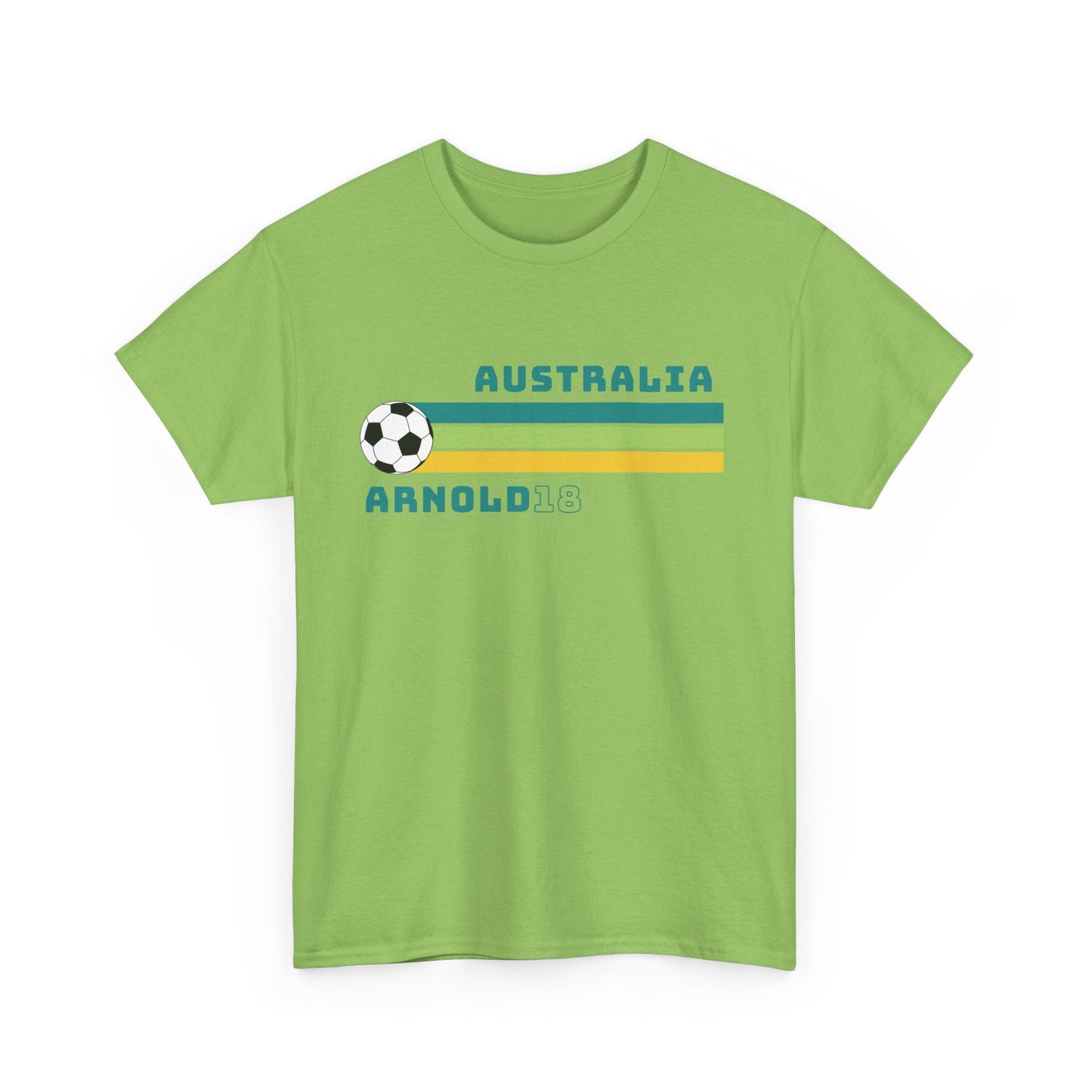 Green and gold t-shirt honouring Mackenzie Arnold, Australia's iconic goalkeeper