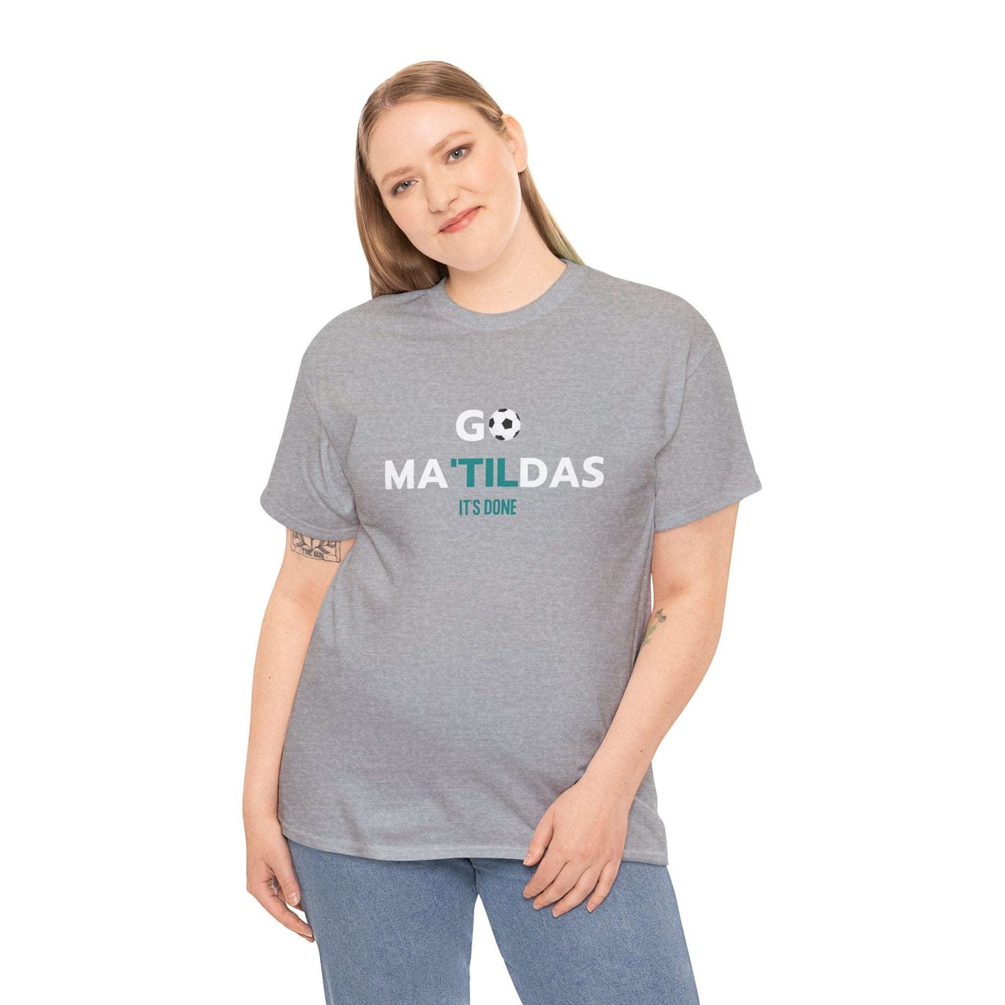 Go Matildas graphic tee in national colours, great for game day or fan gifts