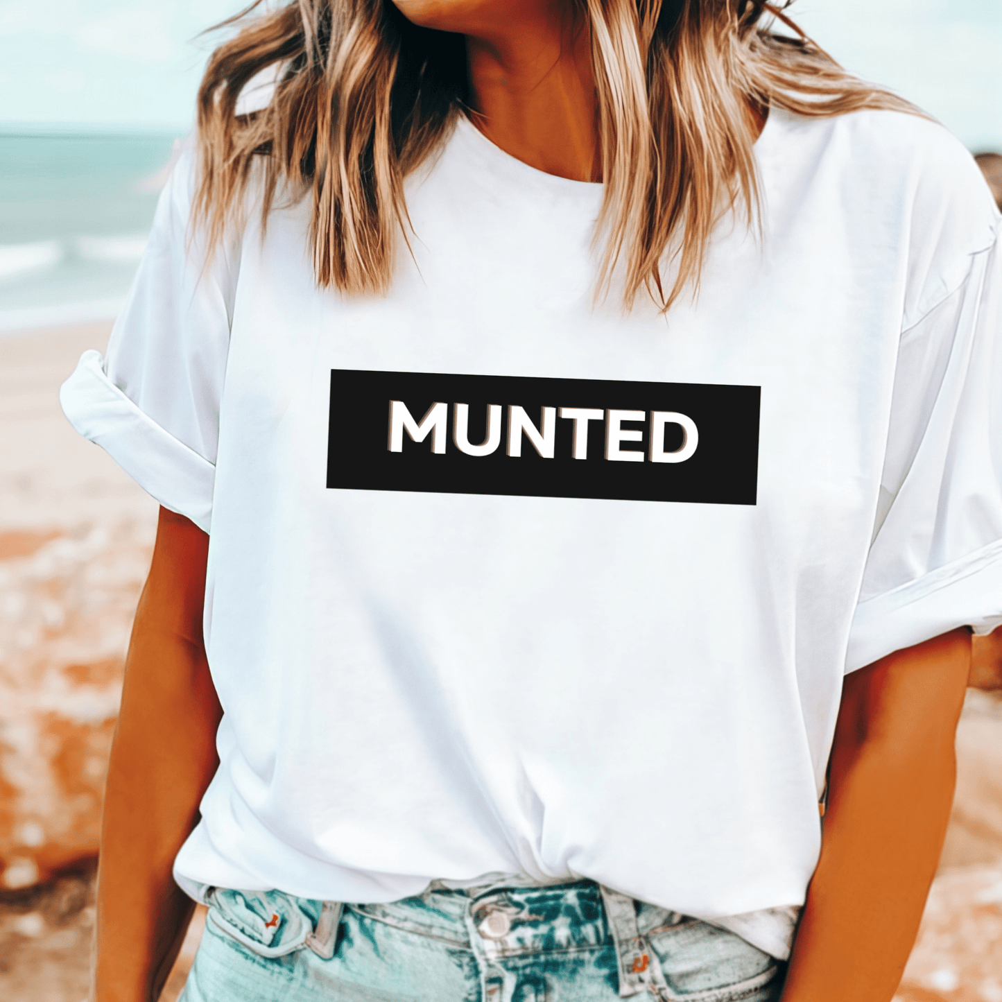 "Munted" Aussie slang t-shirt with clean bold text design