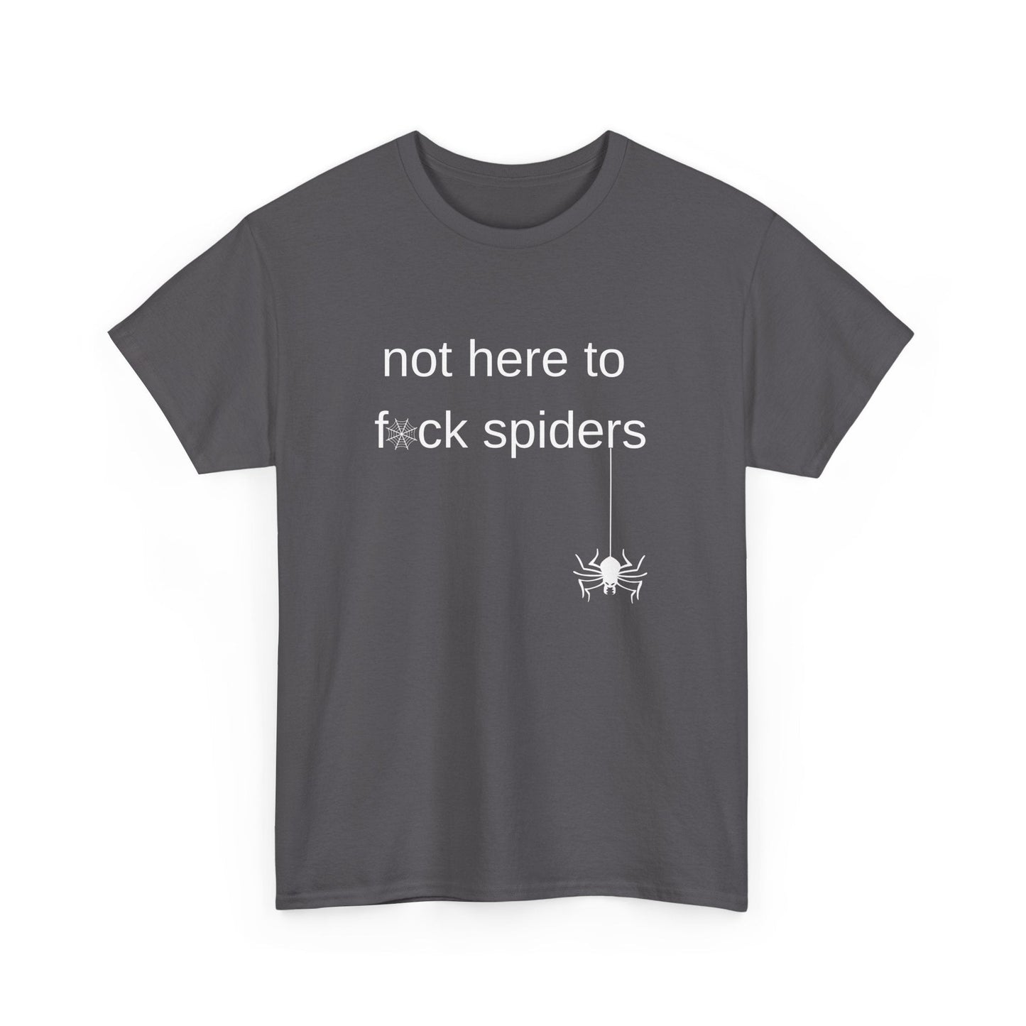 Aussie graphic tee with cheeky "Not here to f*** spiders" line