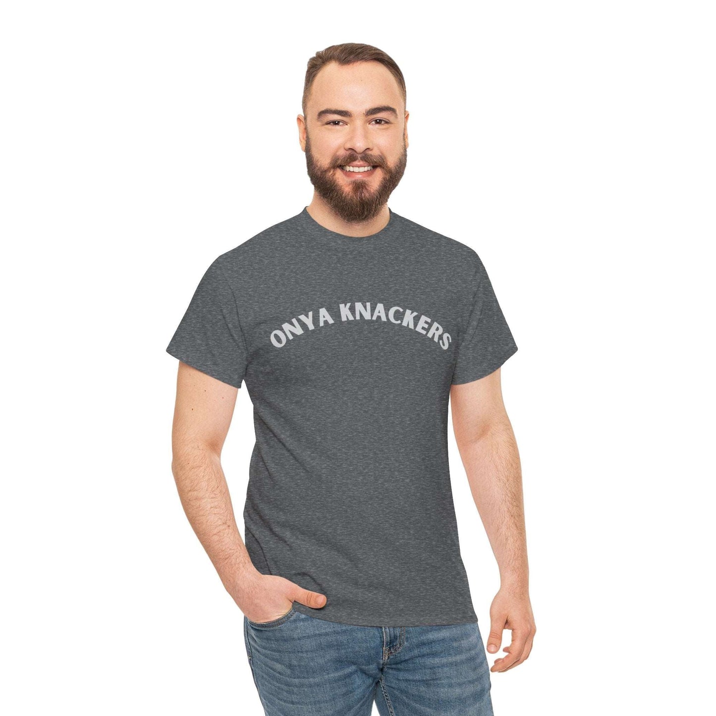 Cheeky Aussie shirt with ‘Onya Knackers’ slogan – great for gift-giving or banter