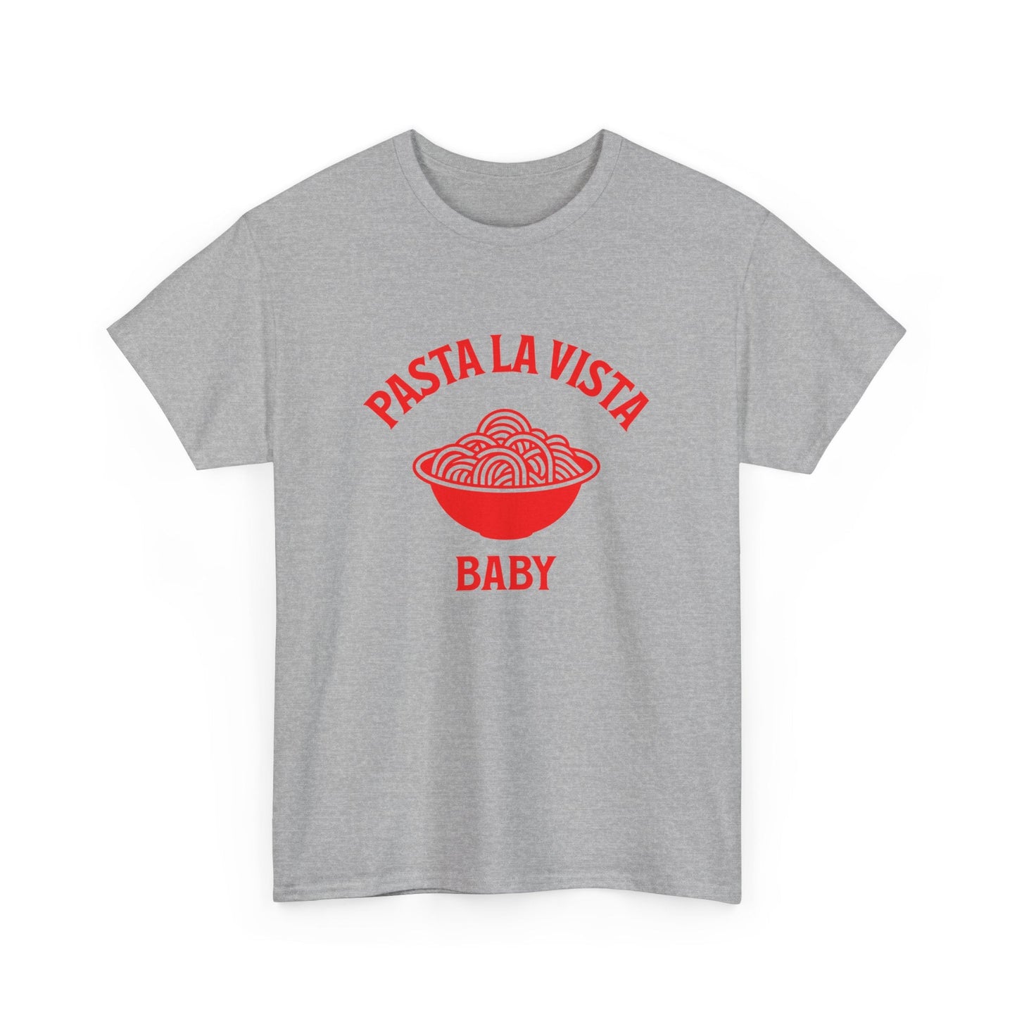 Pasta Lover' t-shirt with 'Pasta La Vista Baby' pun, great for food lovers, chefs, and Italian culture fans