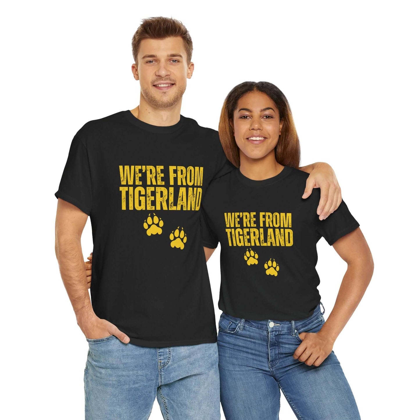 Richmond AFL team shirt featuring classic We're from Tigerland chant