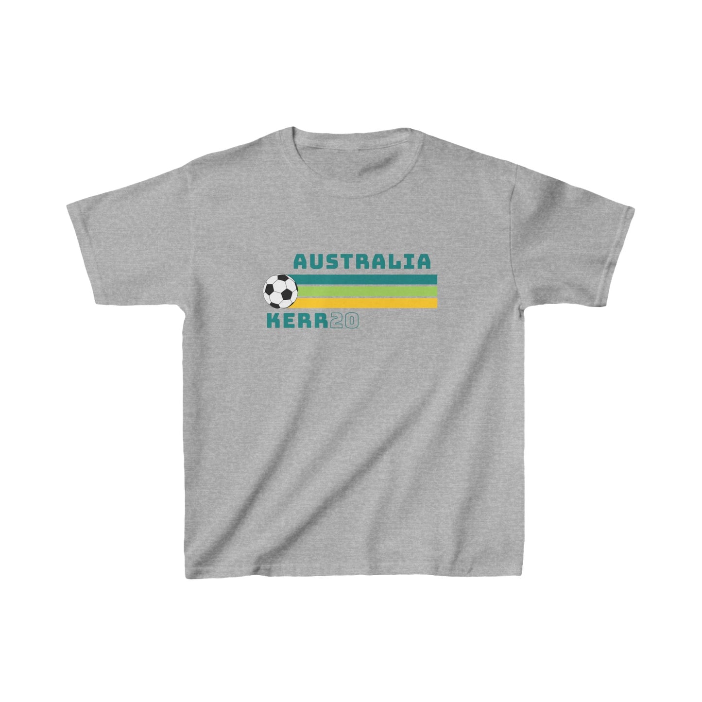 Australian Matildas supporter t-shirt for kids with Sam Kerr’s name