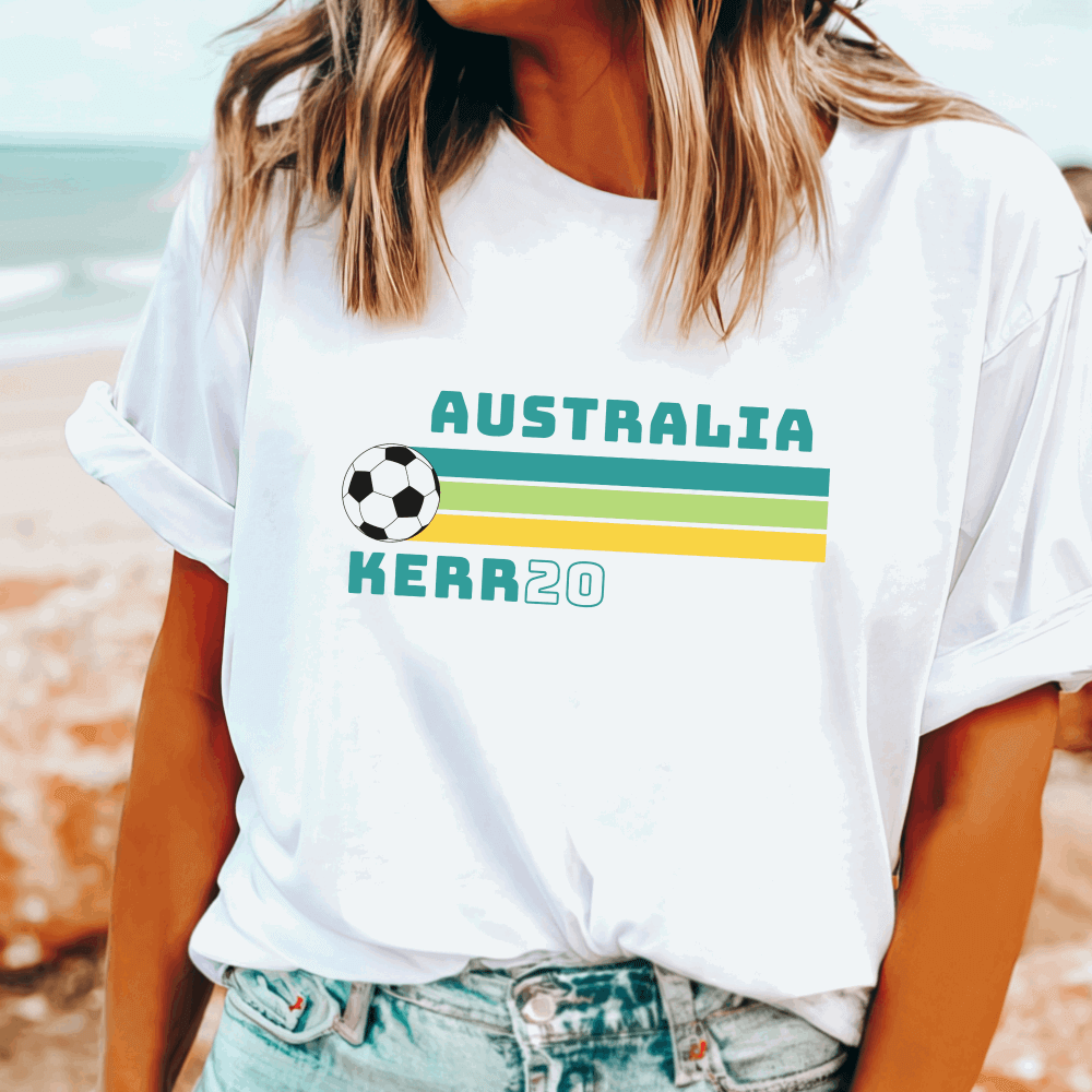 Sam Kerr supporter tee with name and number, great gift for Matildas fans