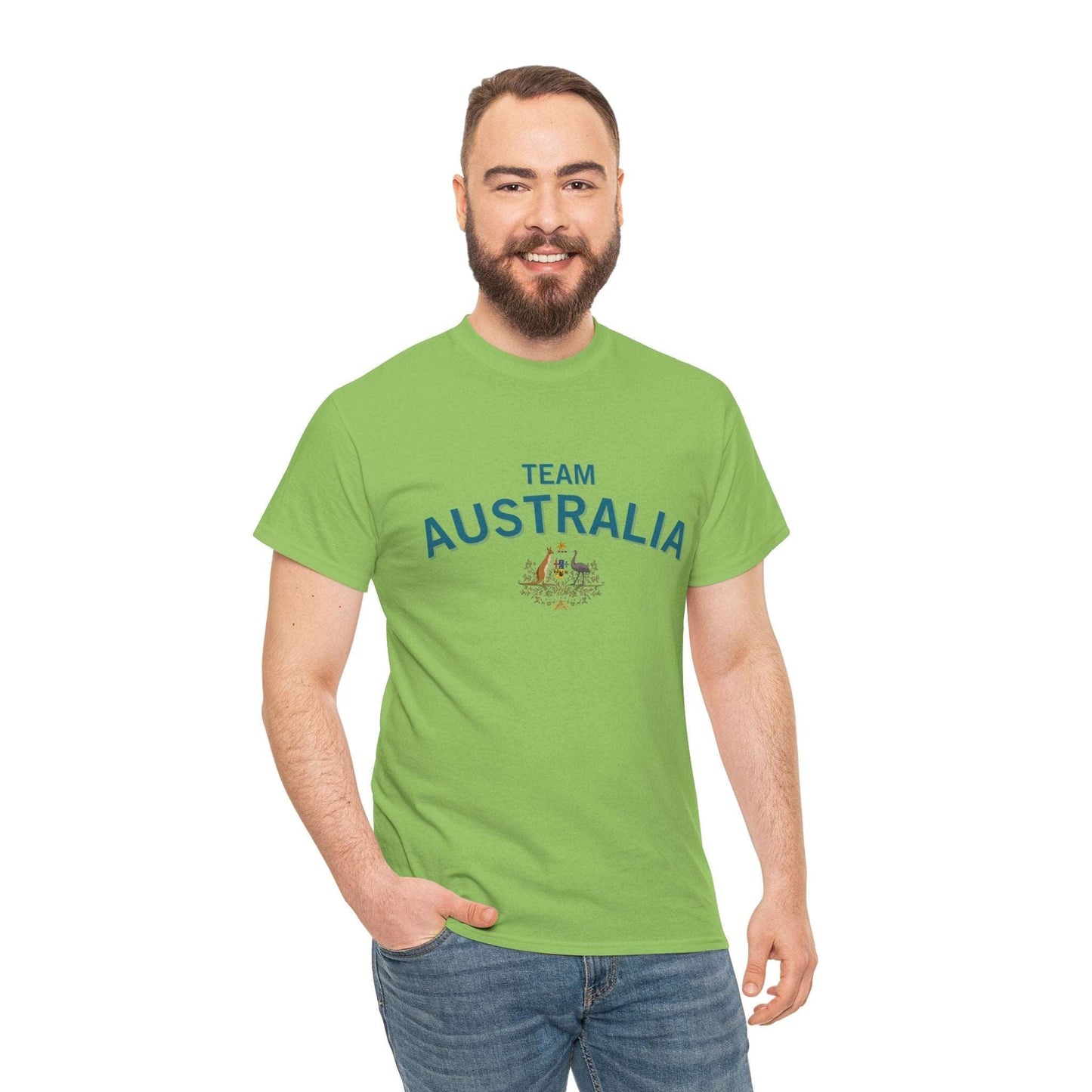 Green and gold Team Australia shirt – show your Aussie spirit at global events