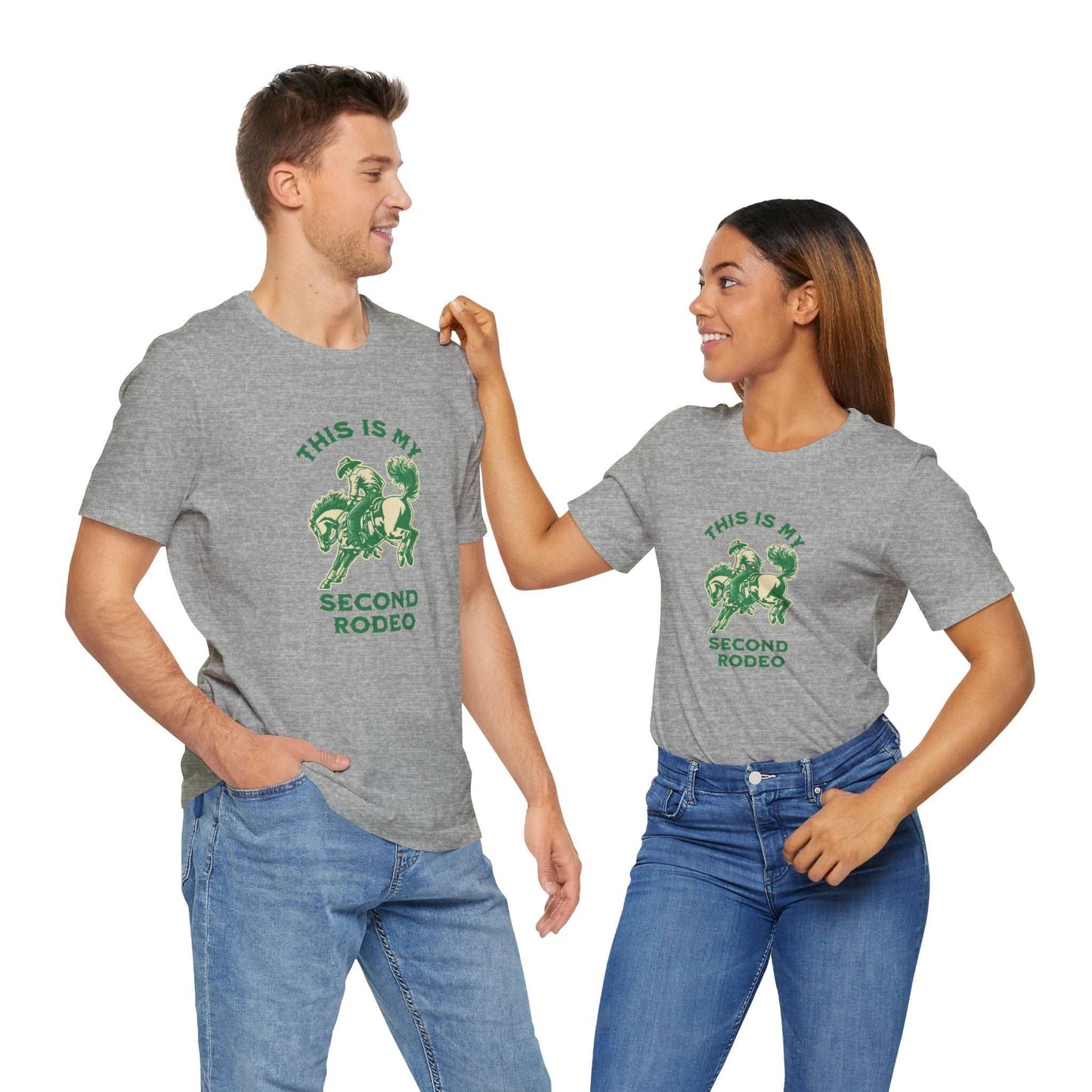 Casual and costume rodeo t-shirt with funny second rodeo design, popular gift in Australia