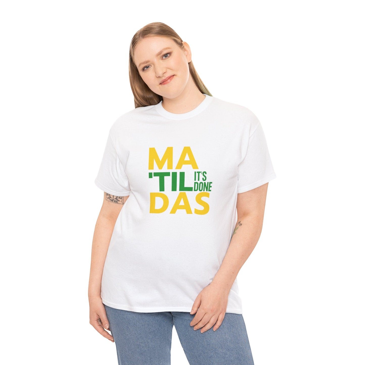 Retro-style Matildas tee with 'Til It's Done' phrase – support Australia in style