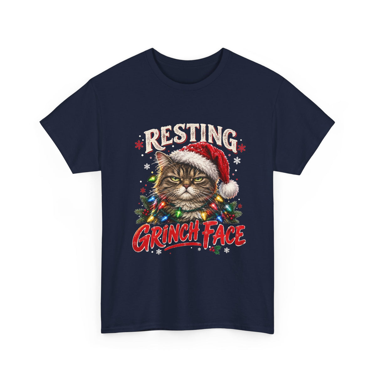 Resting Grinch Face Christmas Cat T-Shirt