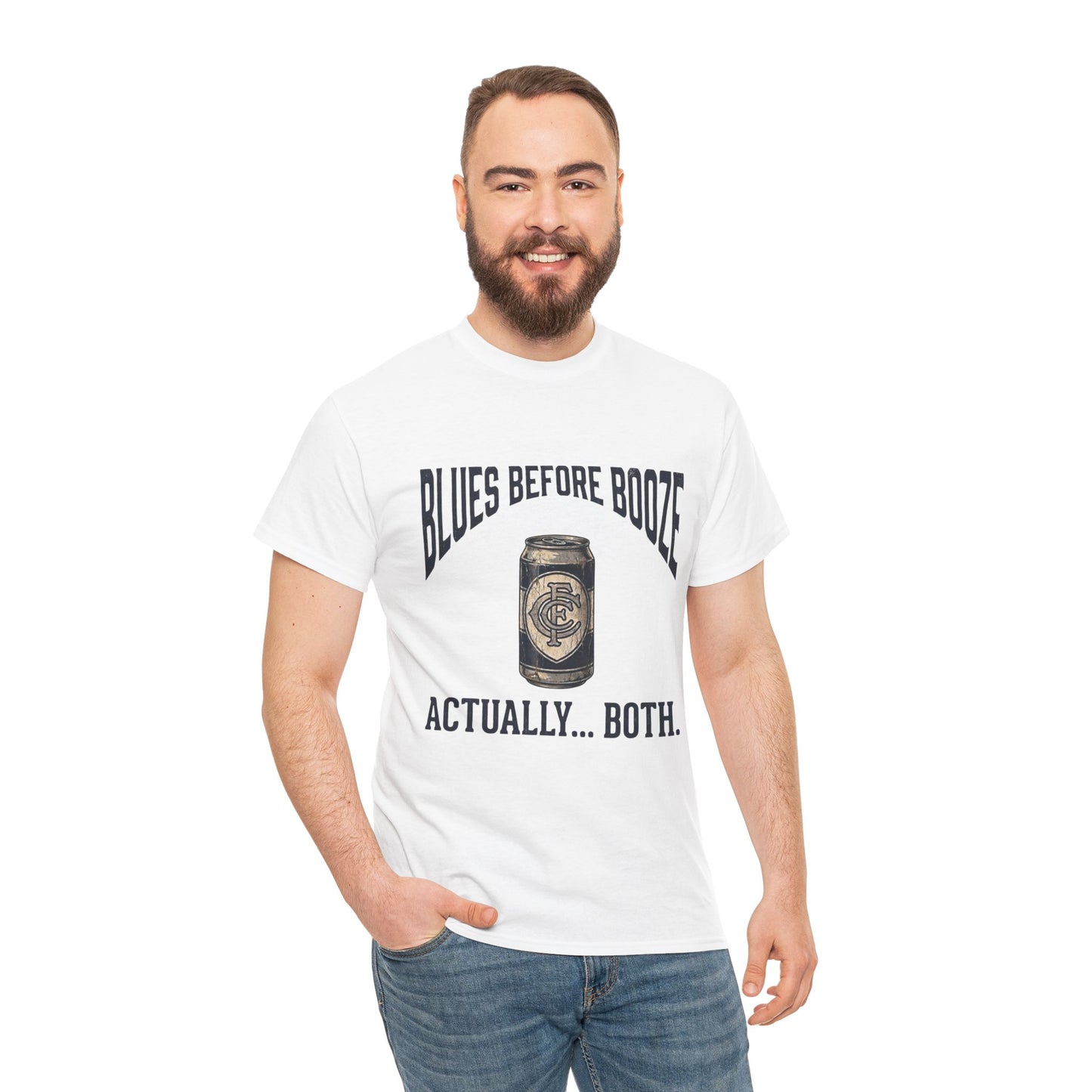 Funny Carlton Supporter Beer Tee - Blues Before Booze T-Shirt