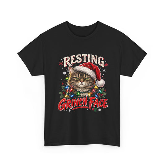 Resting Grinch Face Christmas Cat T-Shirt