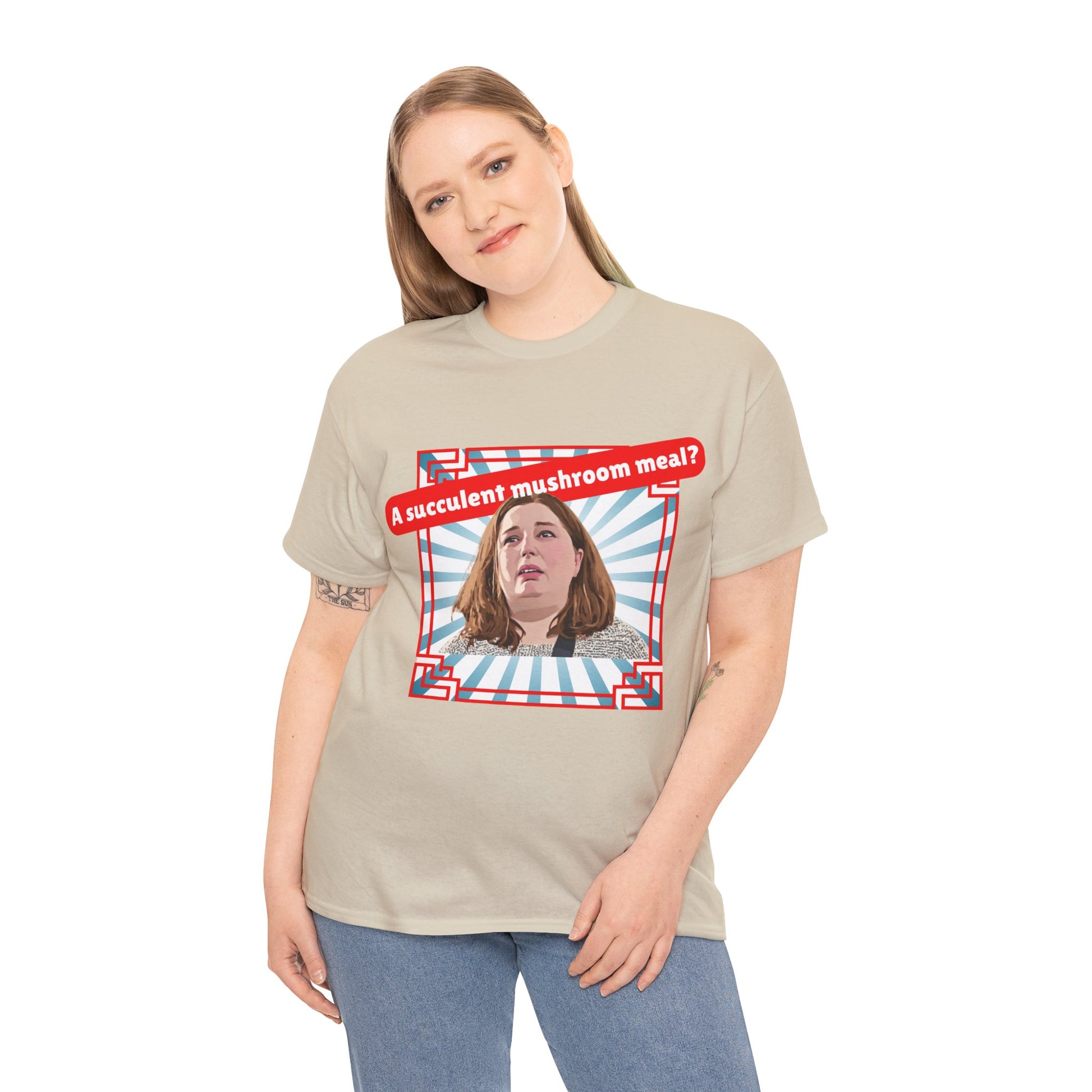 “Succulent Mushroom Meal” tee for fans of weird internet history