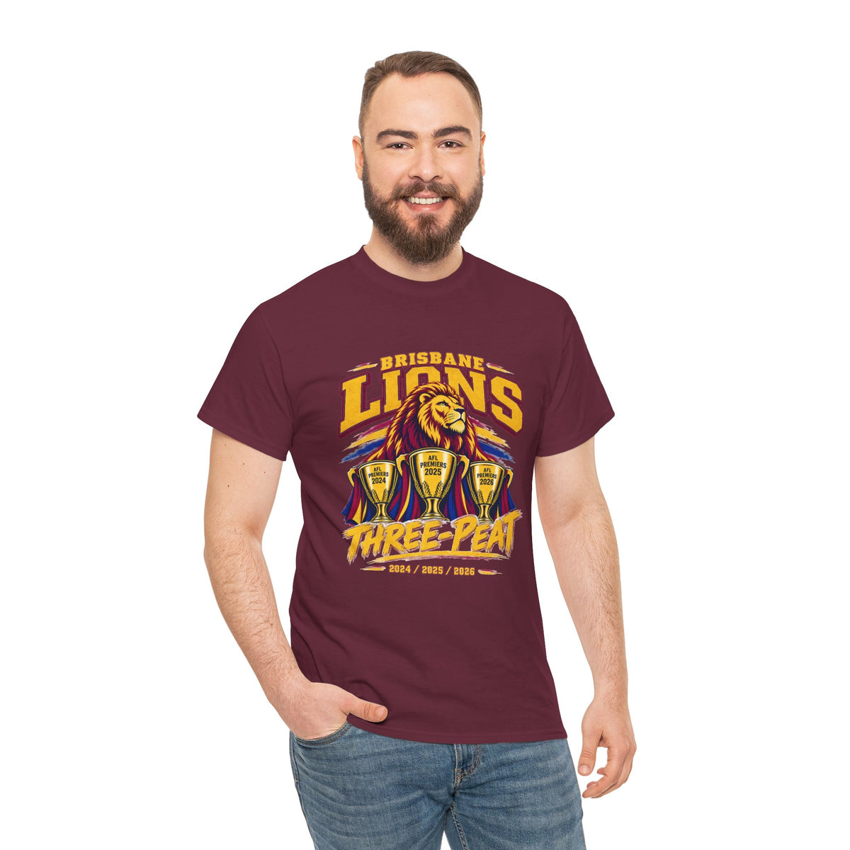 Brisbane Lions three-peat fan T-shirt for footy season