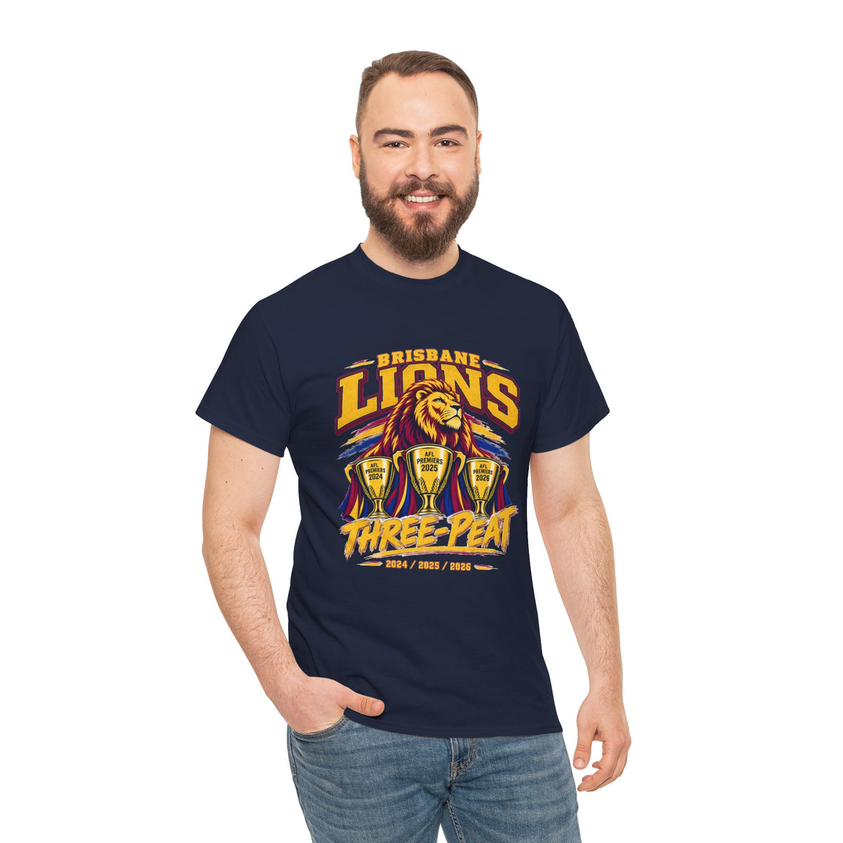 Brisbane Lions 3 peat T-shirt for AFL fans 2026 premiership